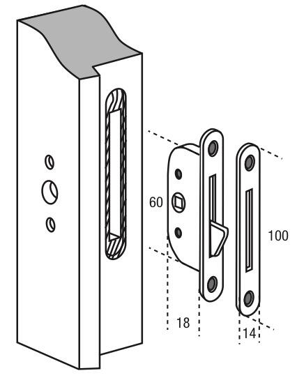Crémone à larder / gâche axe 10cm pour serrures multipoint encastrées, THIRARD - 2