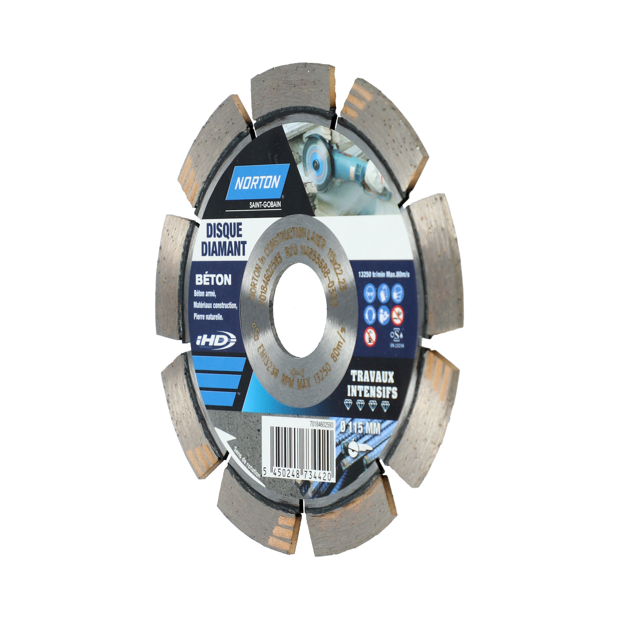 Disque diamant intensif segmenté pour matériaux de construction NORTON,Diam115mm - 2