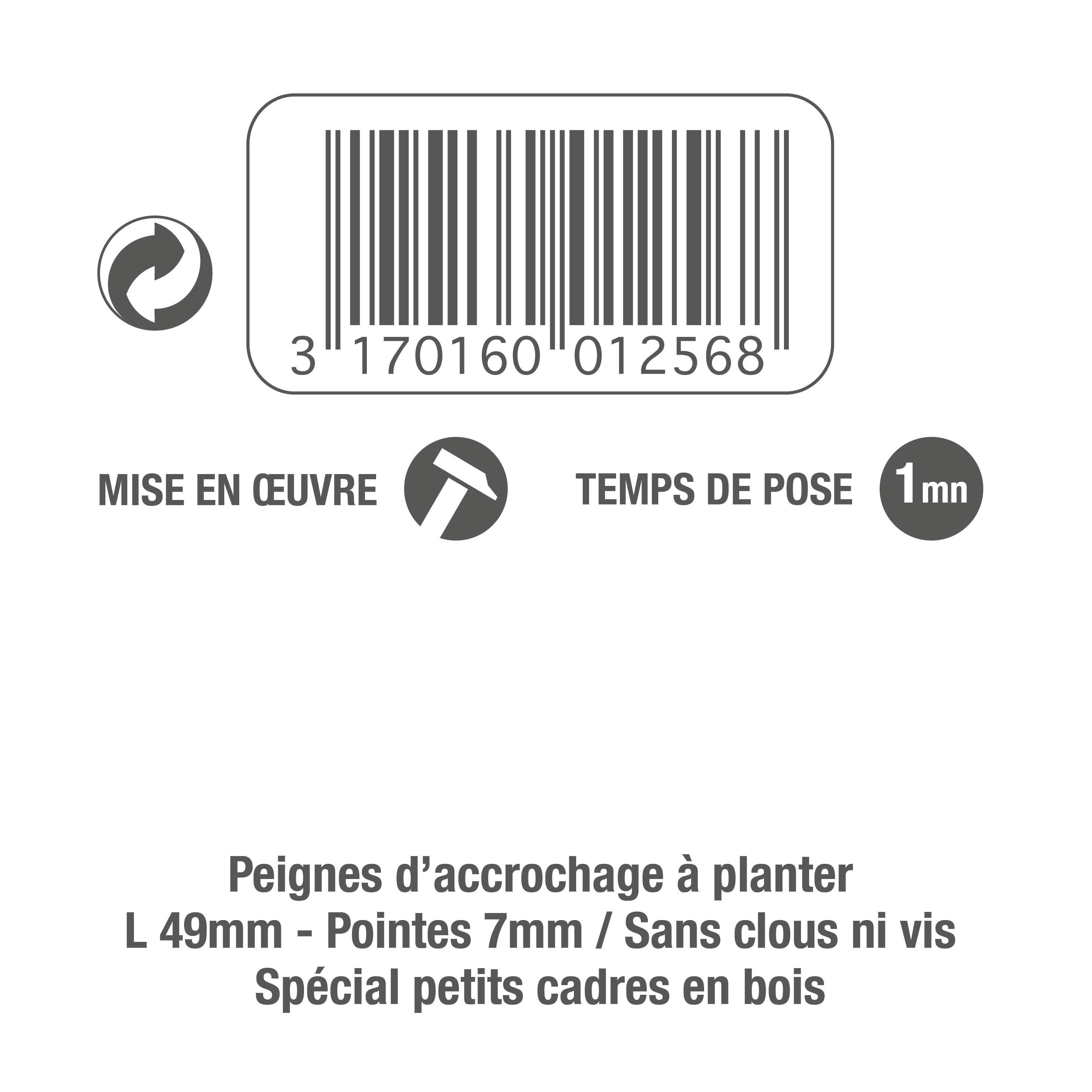 Lot 4 peignes d'accrochage à clouer pour petits cadres bois LE CROCHET FRANCAIS - 4