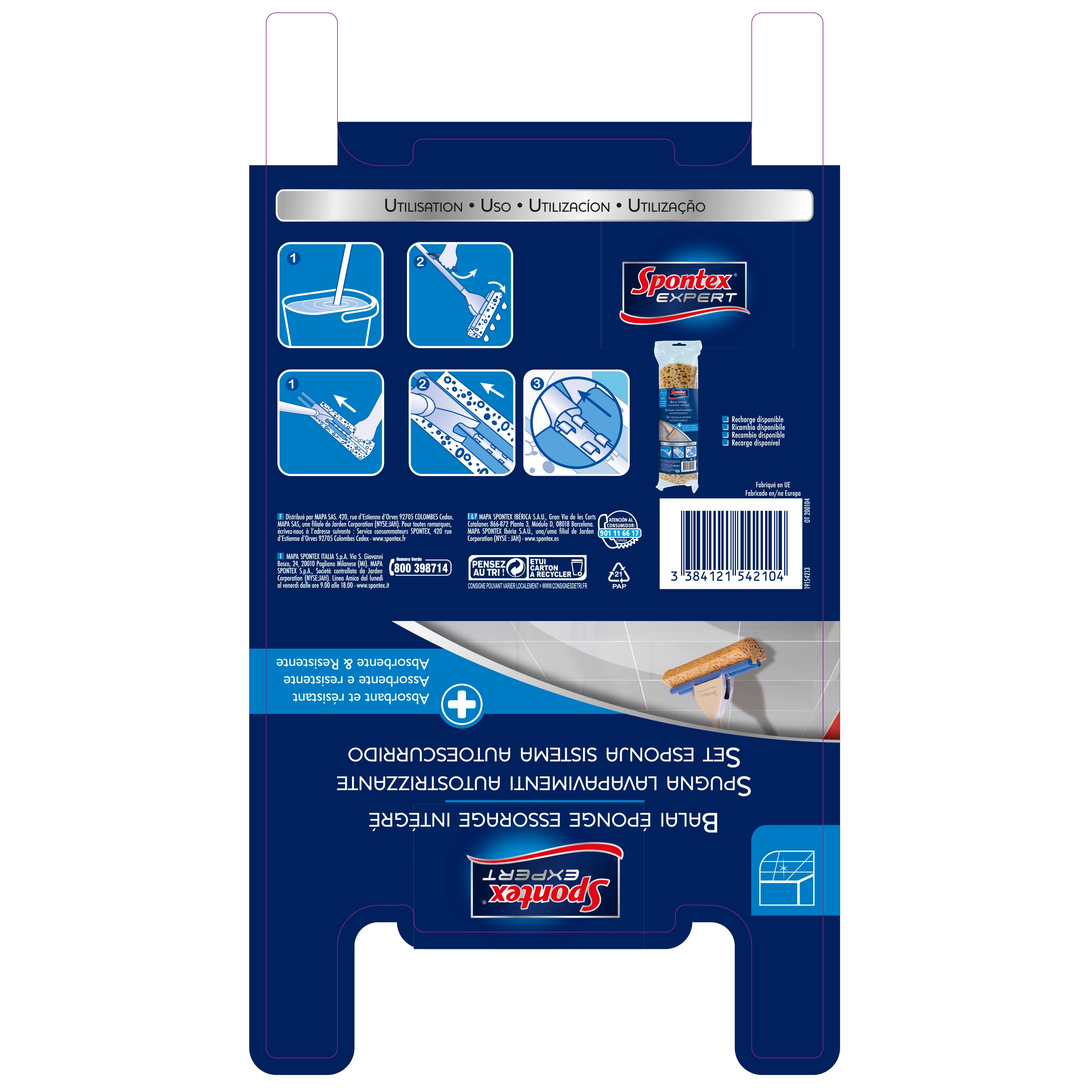 Balai acier SPONTEX EXPERT Eponge essorage intégré - 3