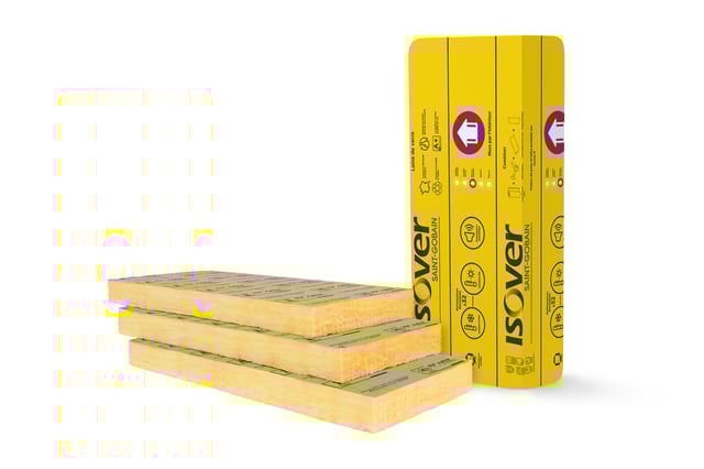 Lot 10 panneaux laine de verre mur ISOVER 032 kraft, Ep.75mm, 1.35x0.6m, R2.35