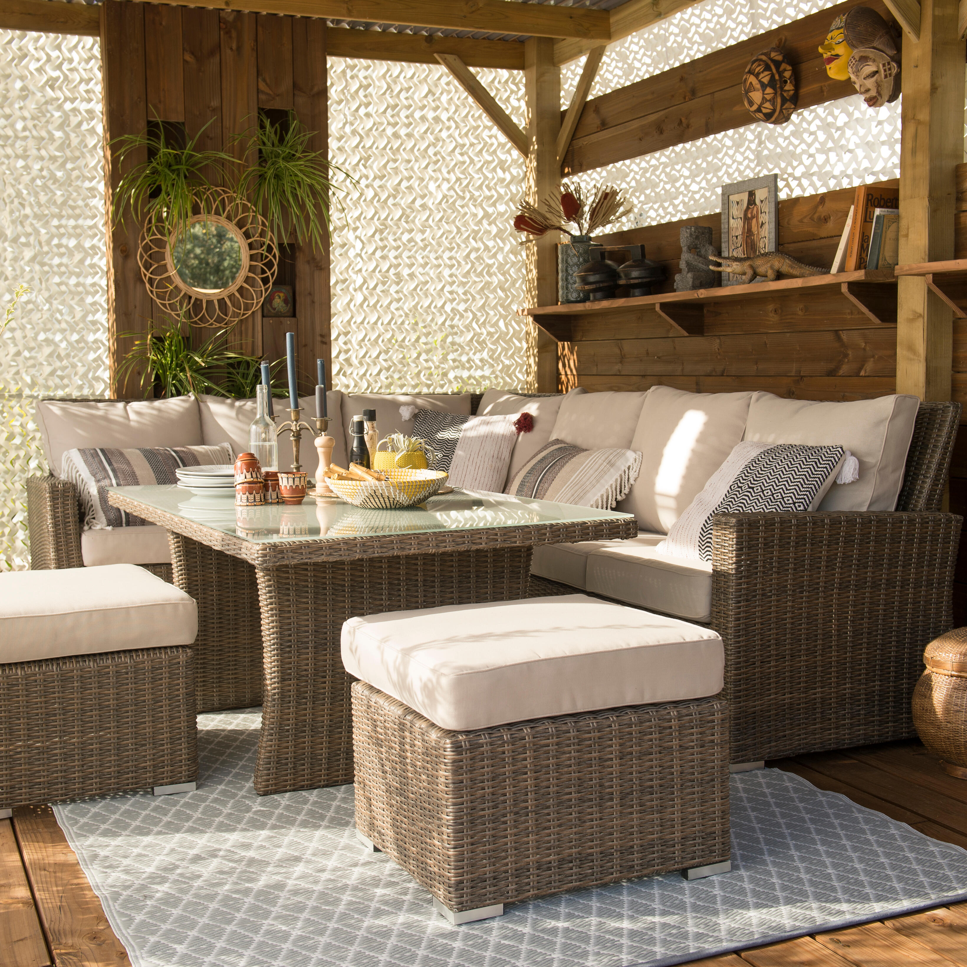 Voile d'ombrage rectangulaire gris/blanc L.400 x l.300 cm - 10