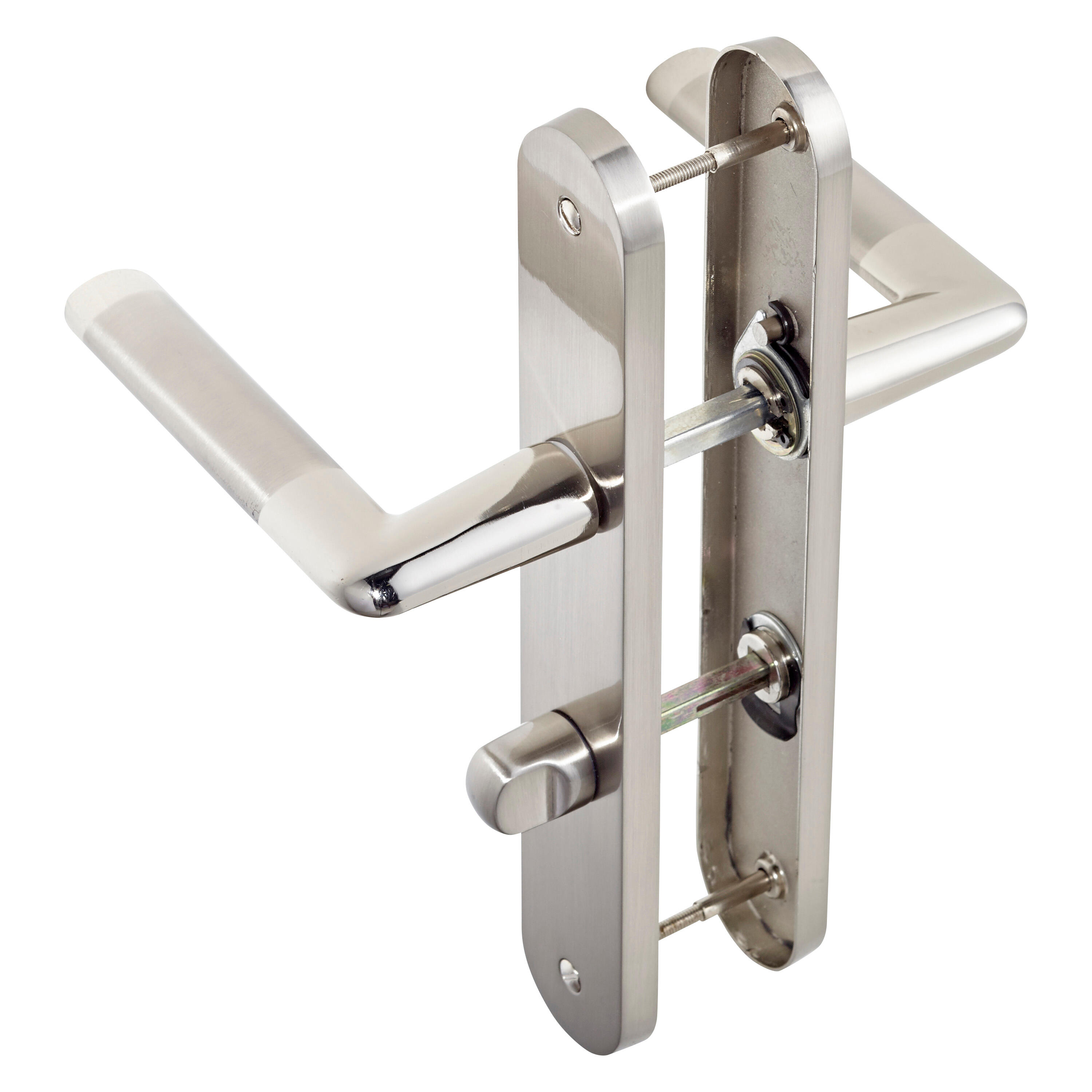 2 poignées sur plaque à condamnation Sophie zamak brillant, entraxe 195 mm - 3