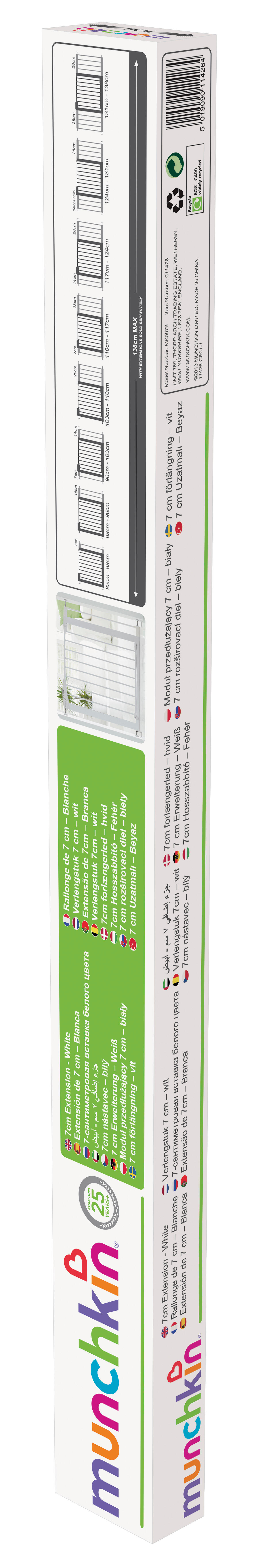 Extension 7 cm métal blanc pour barrière de sécurité MUNCHKIN  - 5