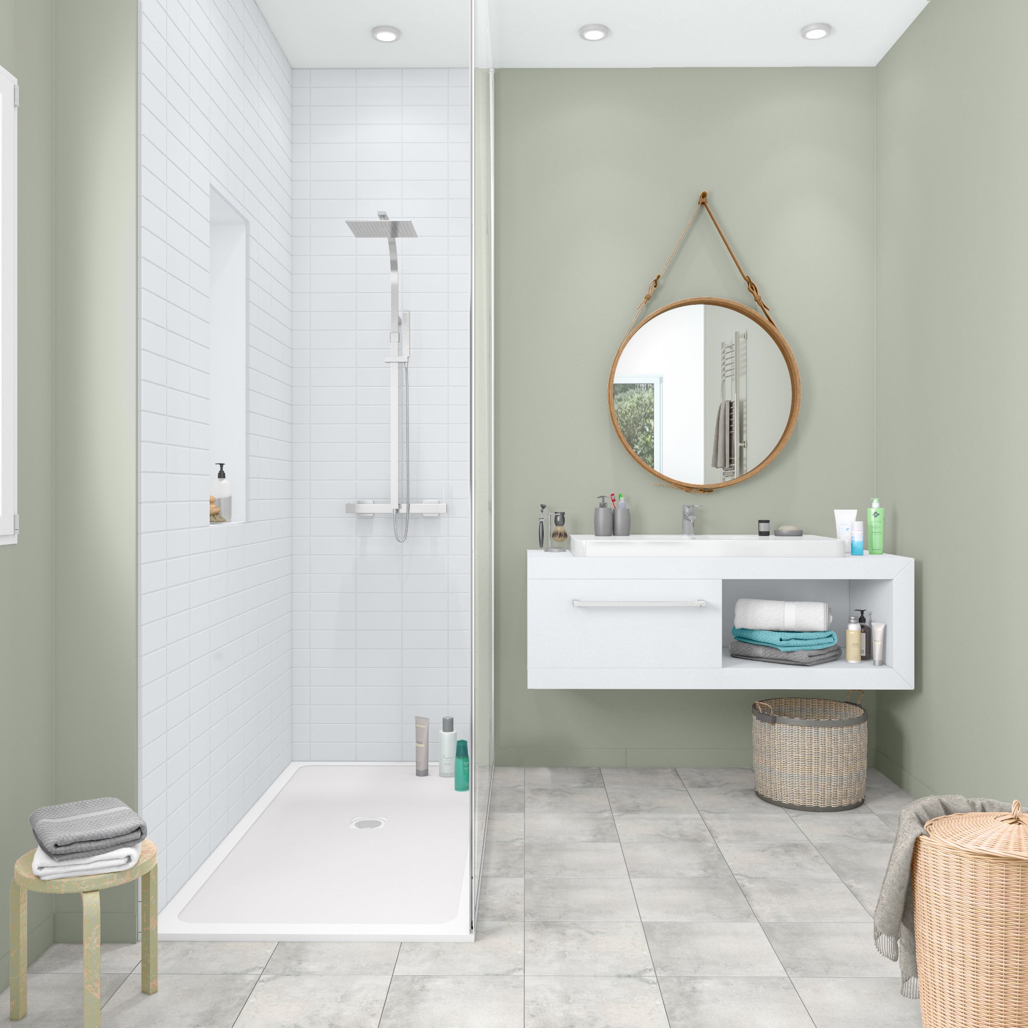 biała farba na kafelkach pod prysznicem - 4