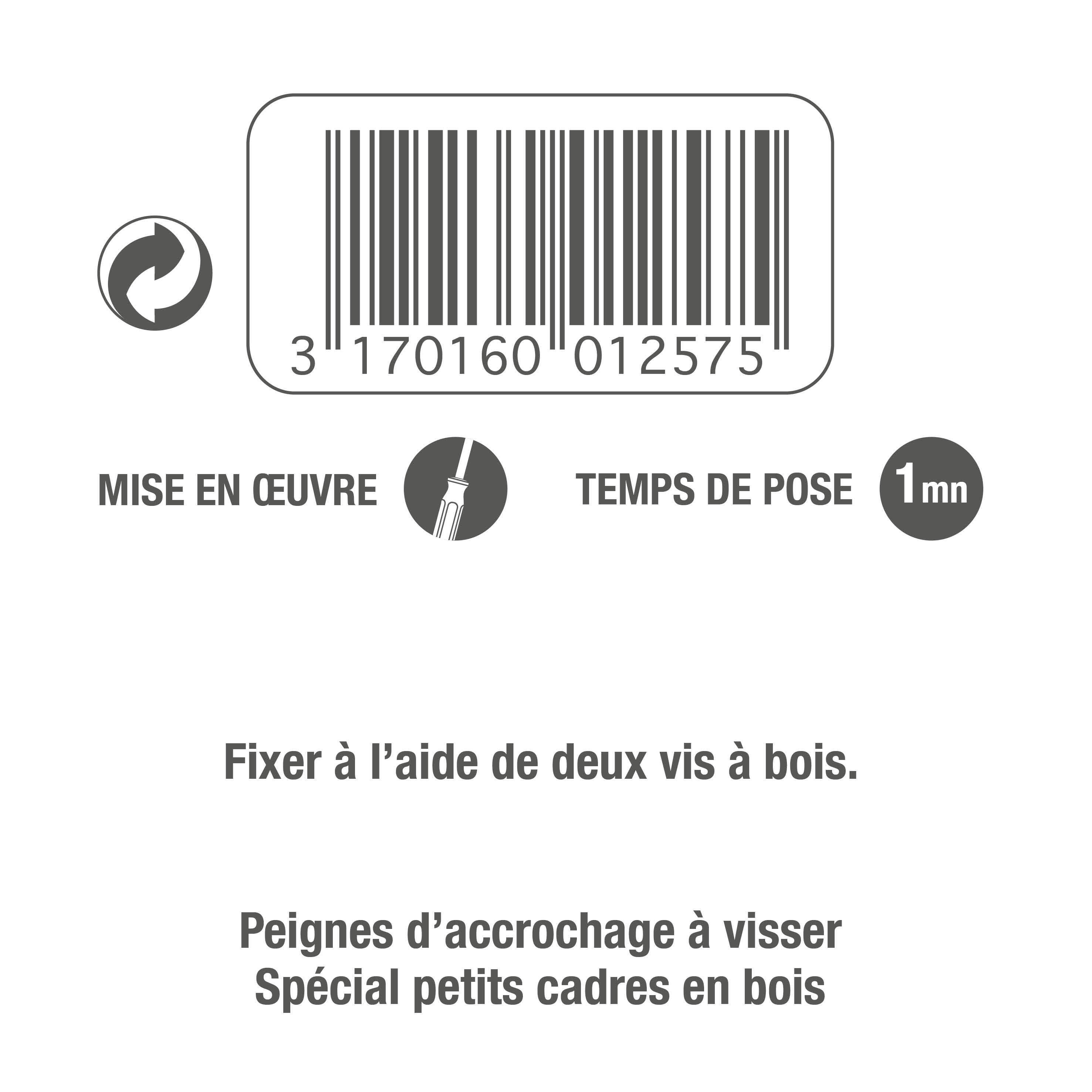 Lot 4 peignes d'accrochage à visser pour petits cadres bois LE CROCHET FRANCAIS - 5