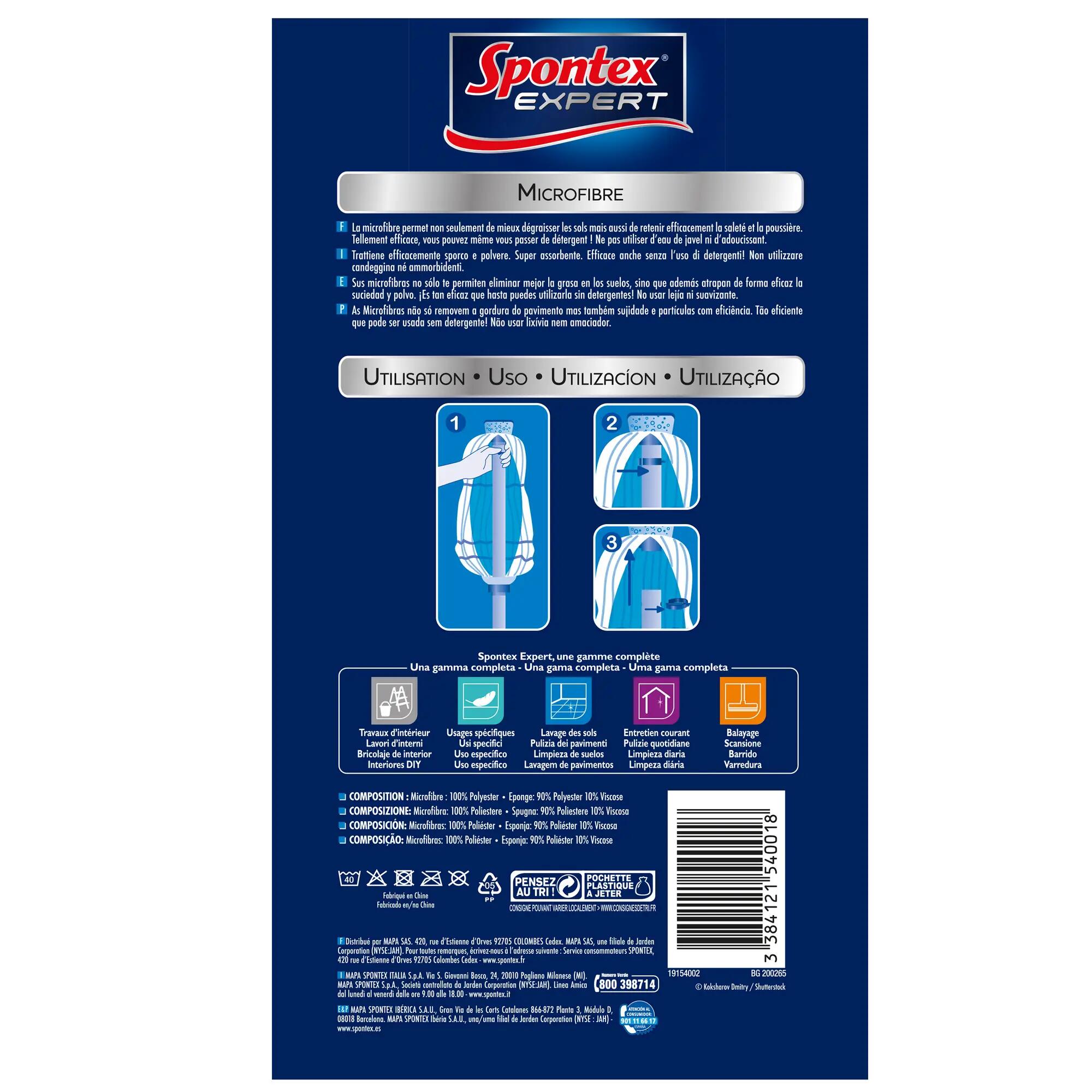 Recharge tête à franges Essorage intégré SPONTEX EXPERT polyester - 3