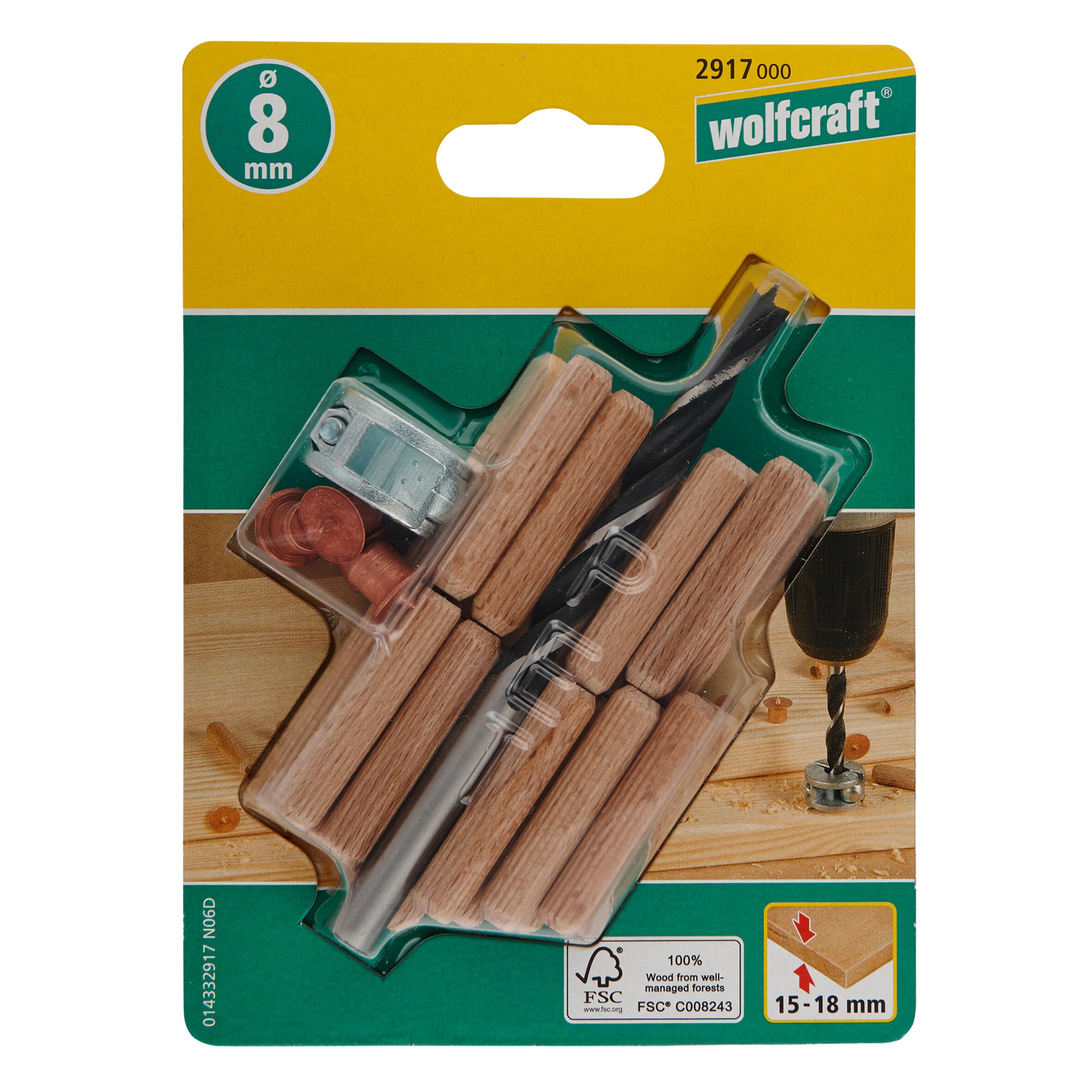 Kit avec foret centreur pour assemblage par tourillons Diam.8 mm WOLFCRAFT - 5