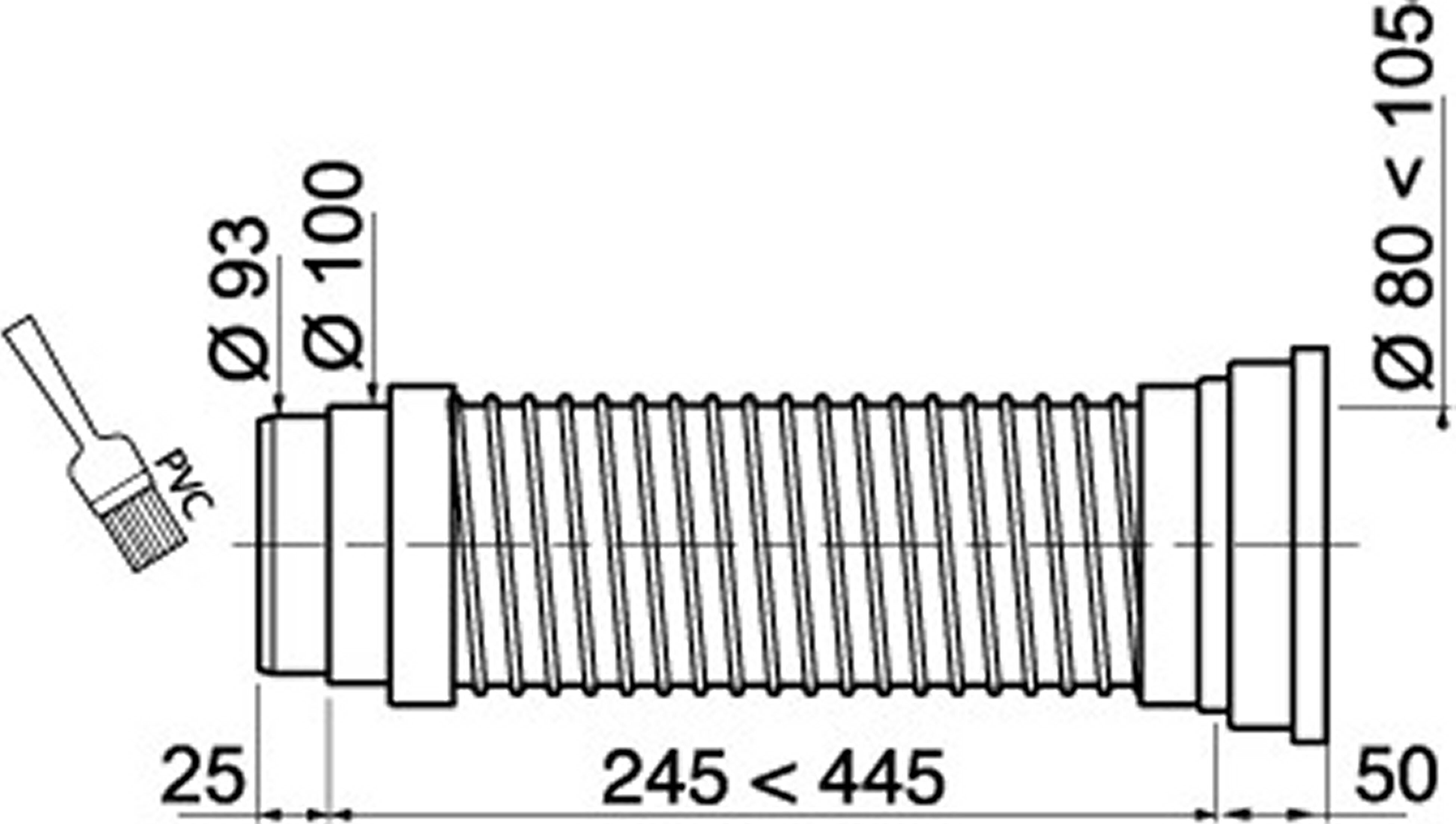 Pipe de WC longue articulée souple Diam.9.3 cm WIRQUIN 275-525 mm - 2
