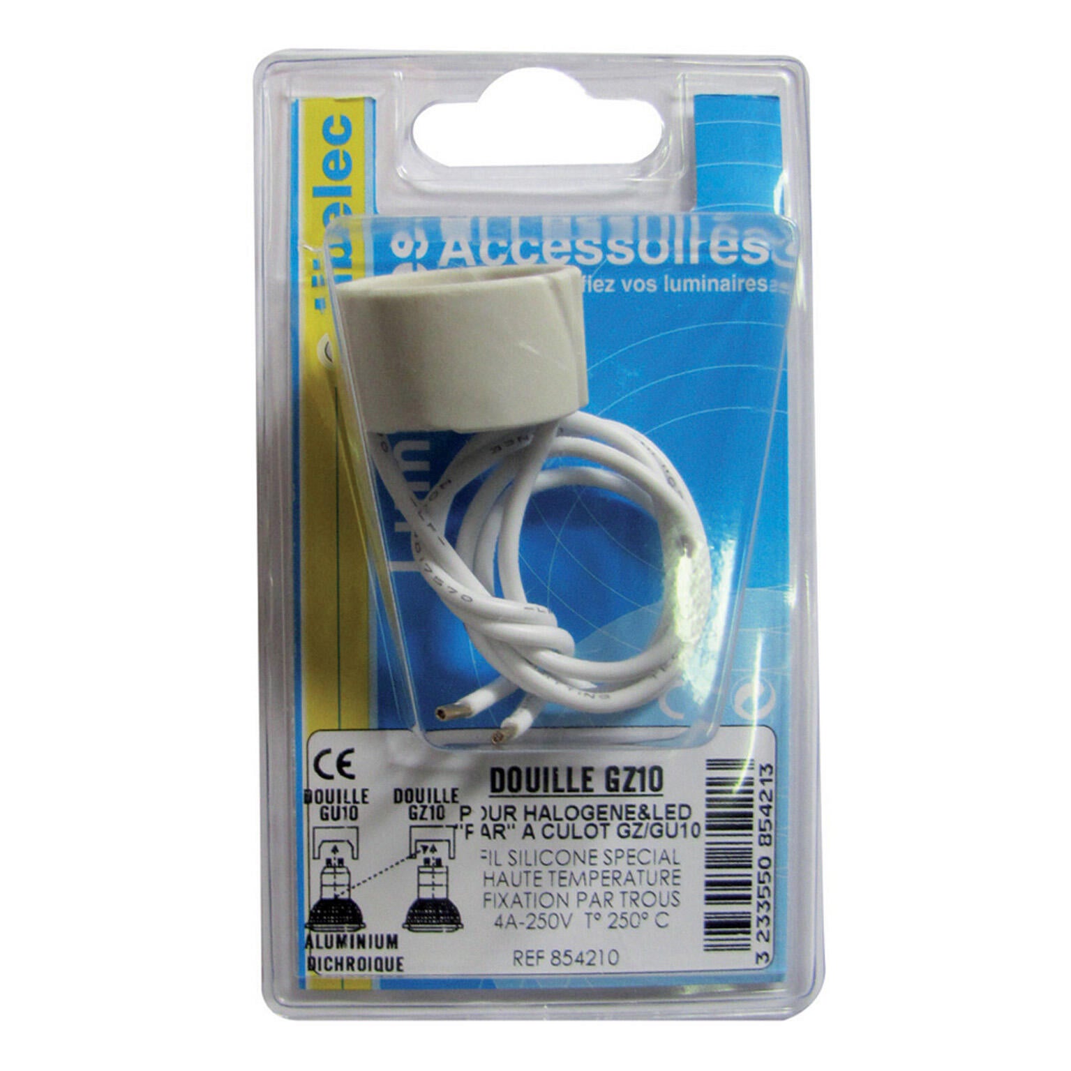 Douille GU10 / GZ10 TIBELEC, plastique, blanc 100 W - 3