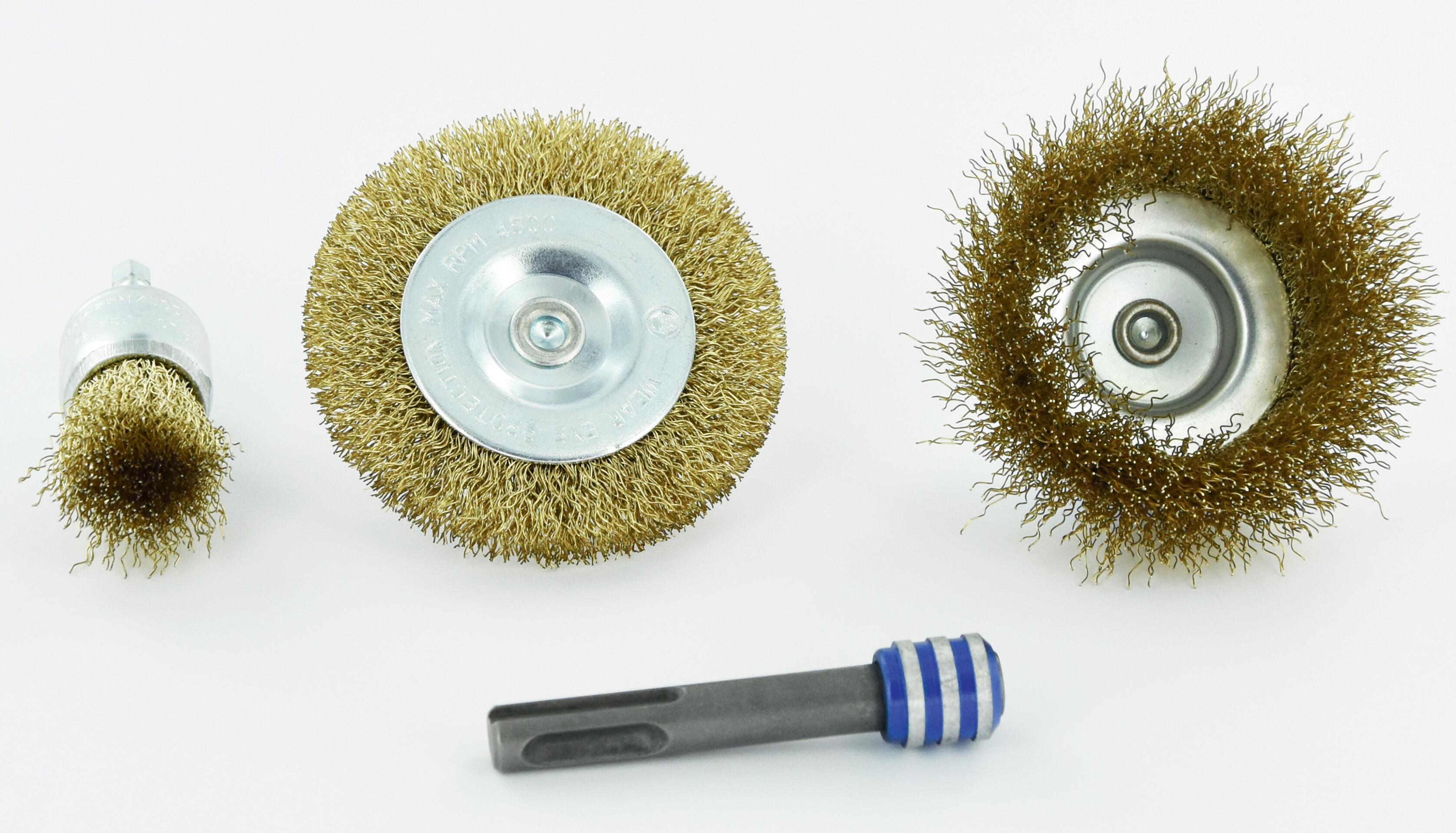 Lot de 3 brosses perceuse pour bois + 1 adaptateur SDS+, Diam.22/75 mm TIVOLY - 3