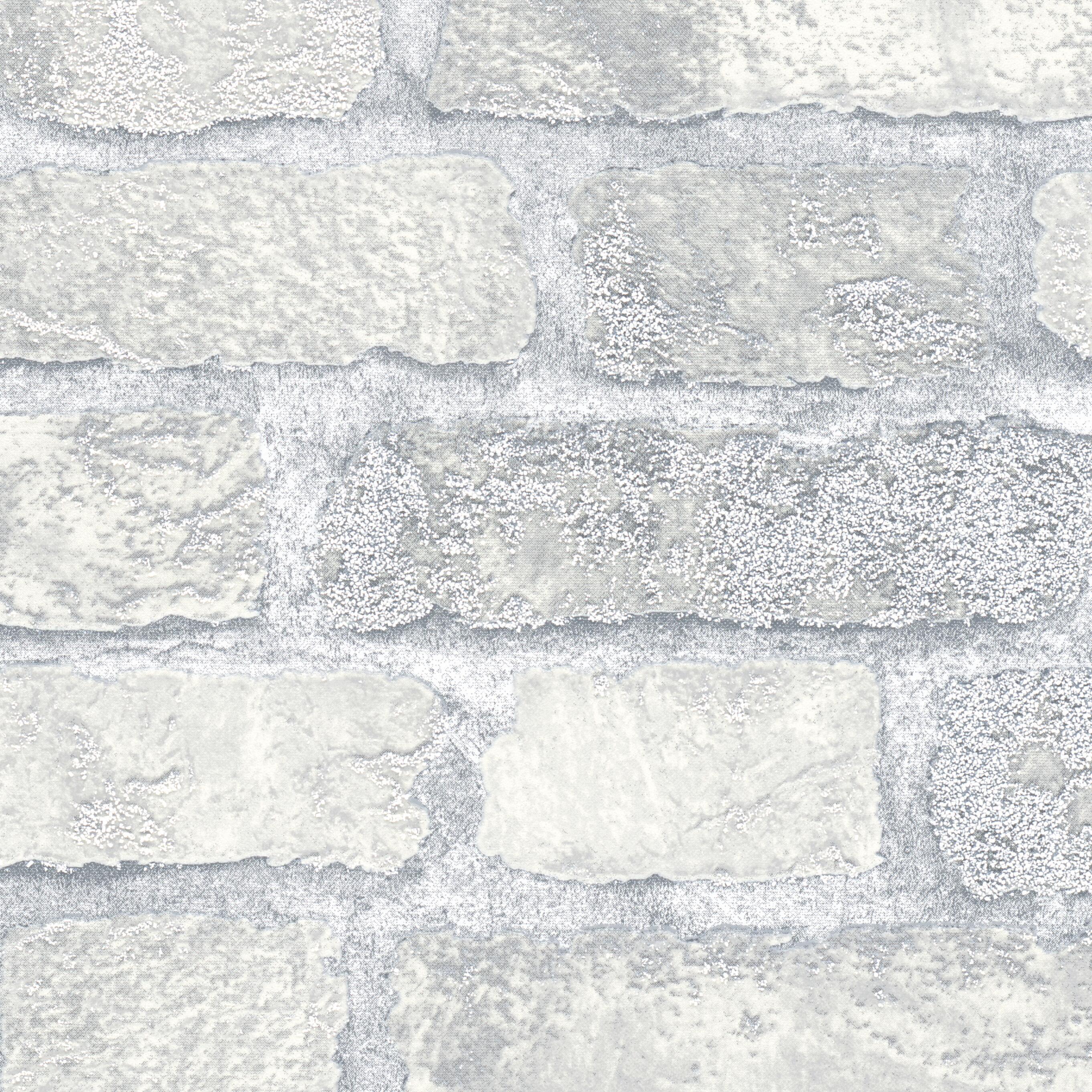 Papier peint intissé Brique 3d gris clair - 3