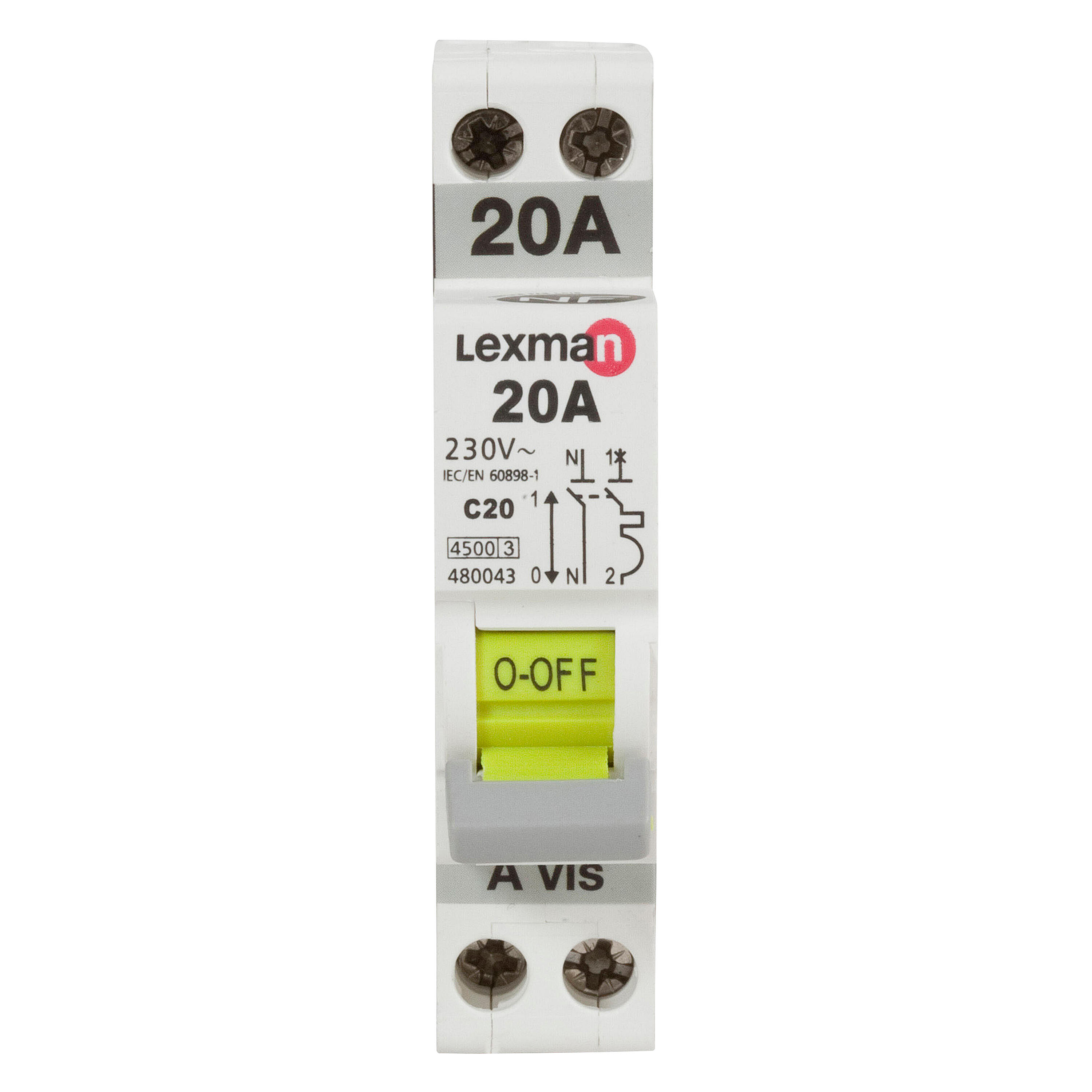 Disjoncteur phase + neutre LEXMAN 20 A - 2