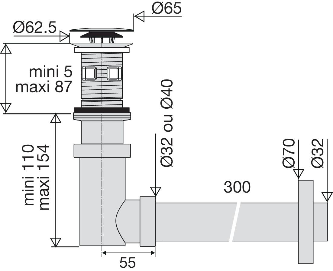 Vidage pour lavabo, Diam.63 mm, VALENTIN - 3