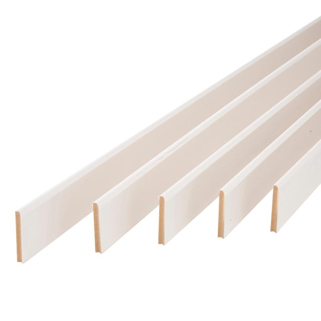 Lot de 5 plinthes médium (MDF) arrondies revêtu mélaminé blanc, 9 x 68 mm, L.2 m