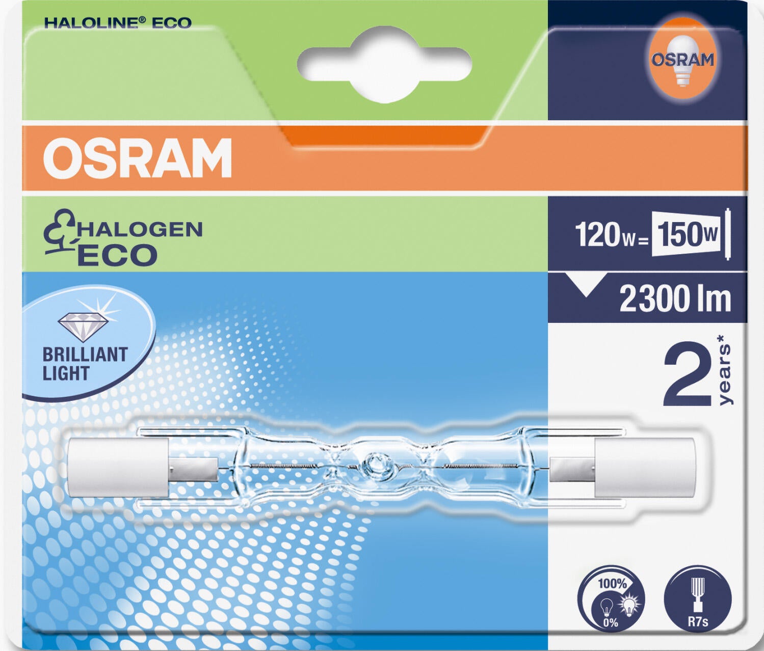 Ampoule incandescent, tube R7S, 2250lm = 150W, blanc chaud, dimmable, OSRAM - 2