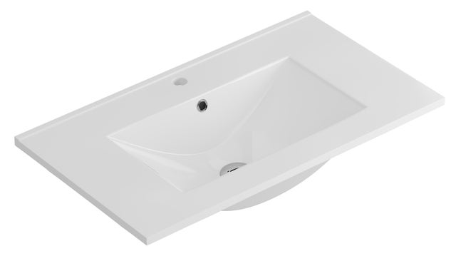 Vasque simple centrée Max céramique blanc Brillant l.81 x P.46 cm