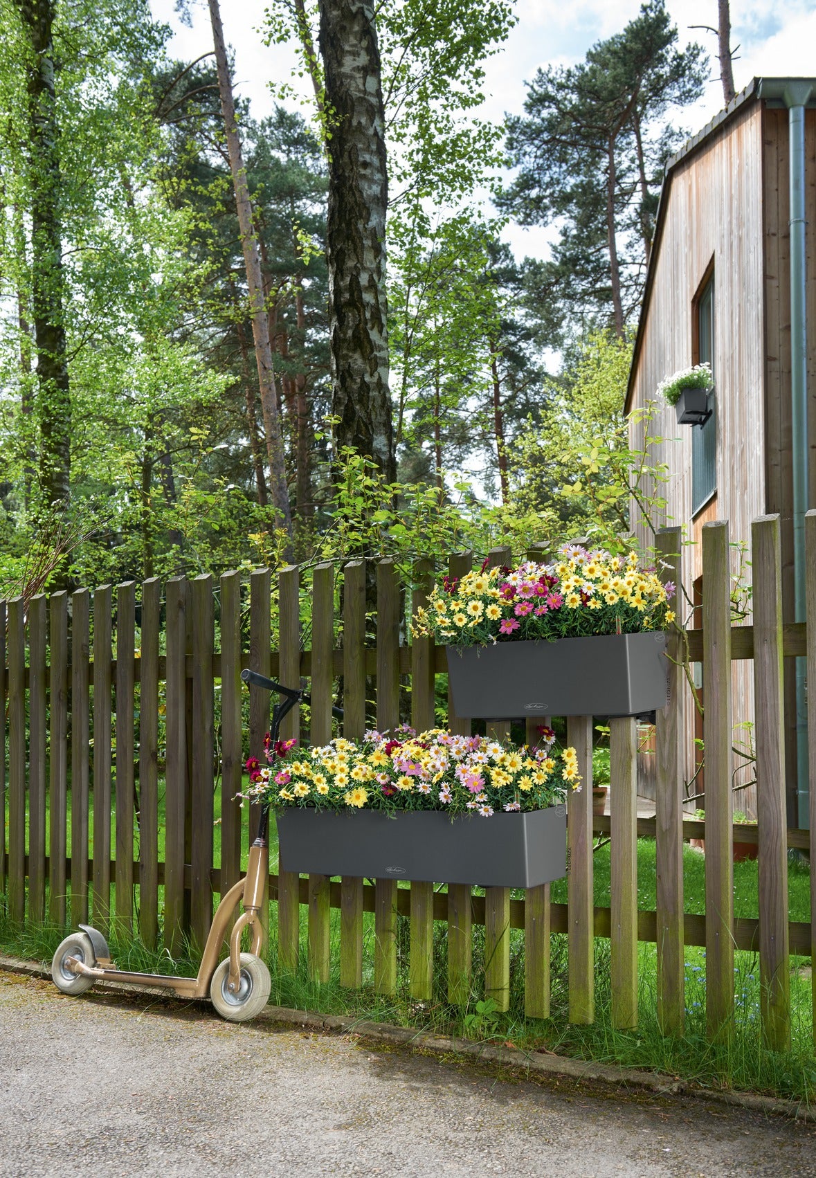 Jardinière plastique à réserve d'eau LECHUZA L.79 x l.19 x H.19 cm gris ardoise - 2