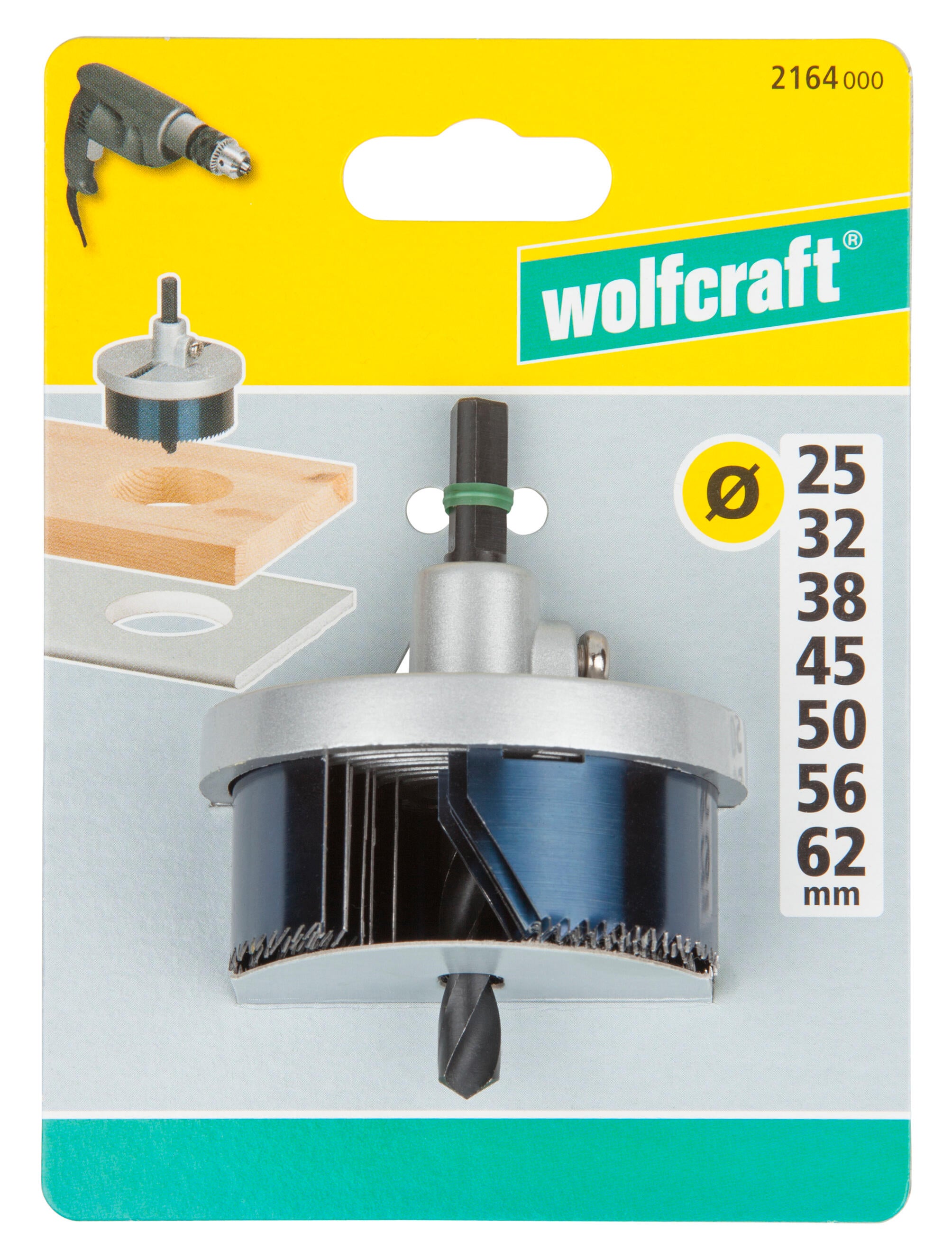 Scie cloche multi-lames bois/plast/plâtre WOLFCRAFT Diam.25,32,38,45,50,56,62 mm - 3