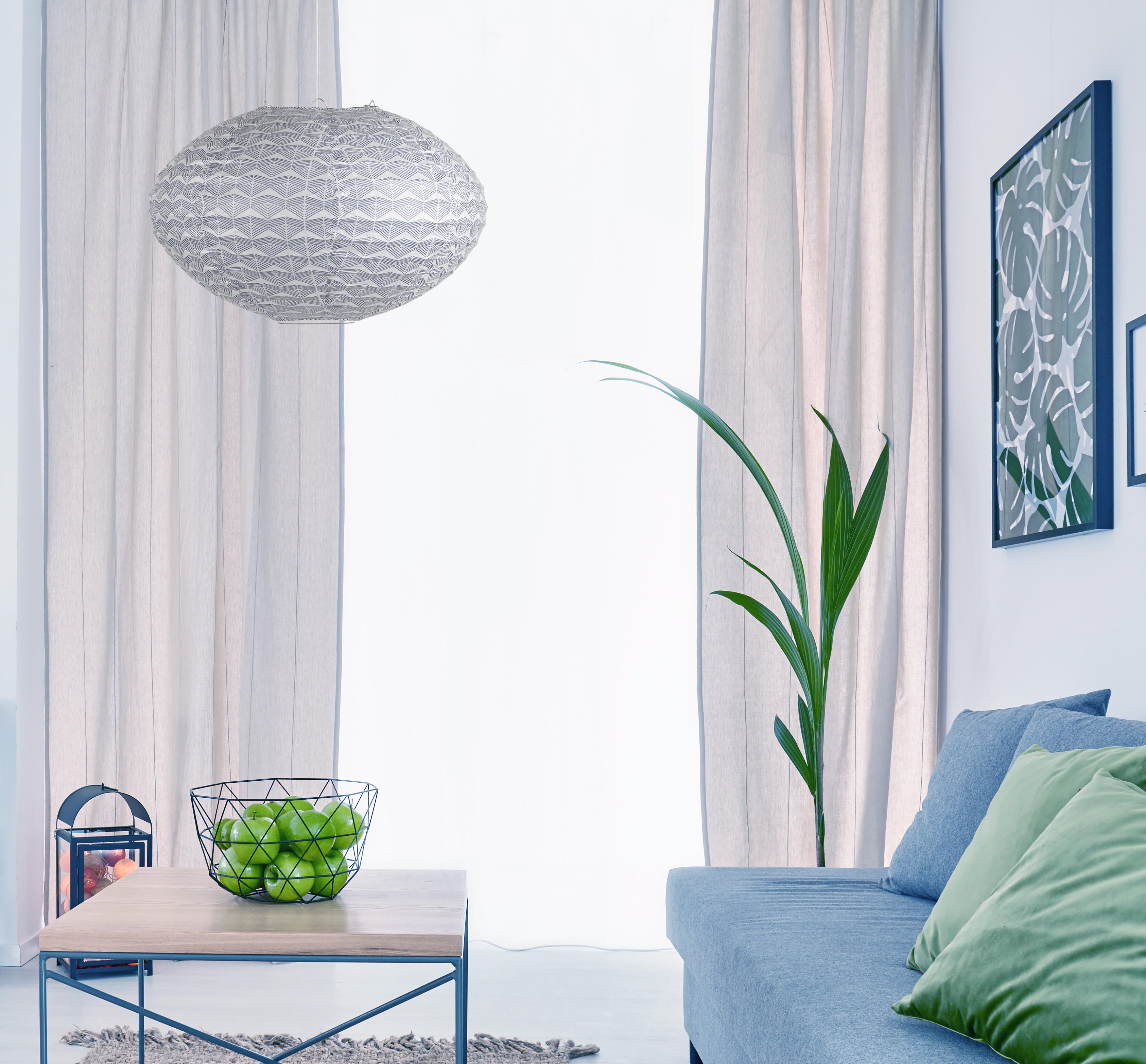 Boule papier Ovalysdesign, papier bleu, Diam.40 cm, MATHIAS - 2