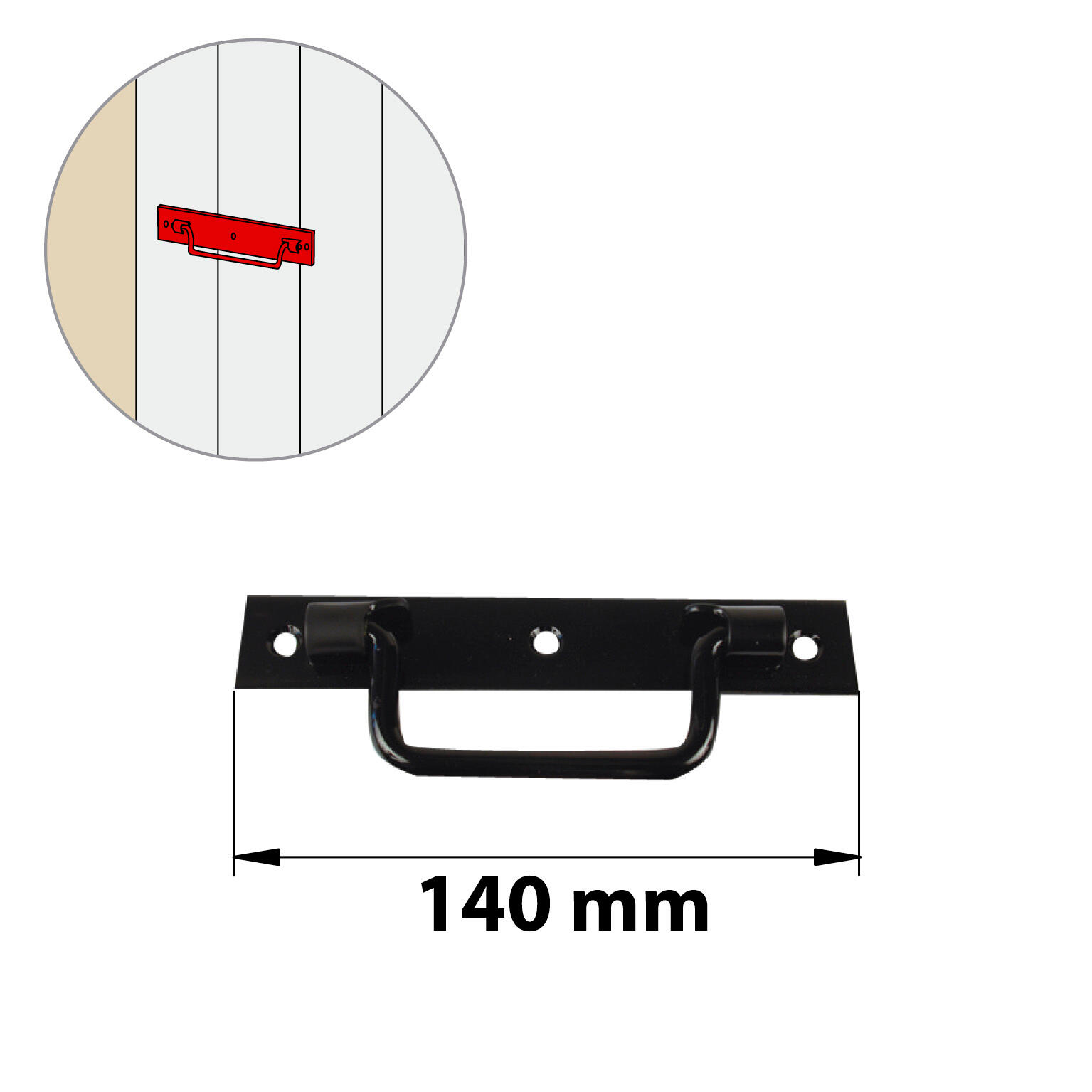 Poignée sur platine en acier noir prépeint, H.50 x L.140 x P.15 mm AFBAT - 2