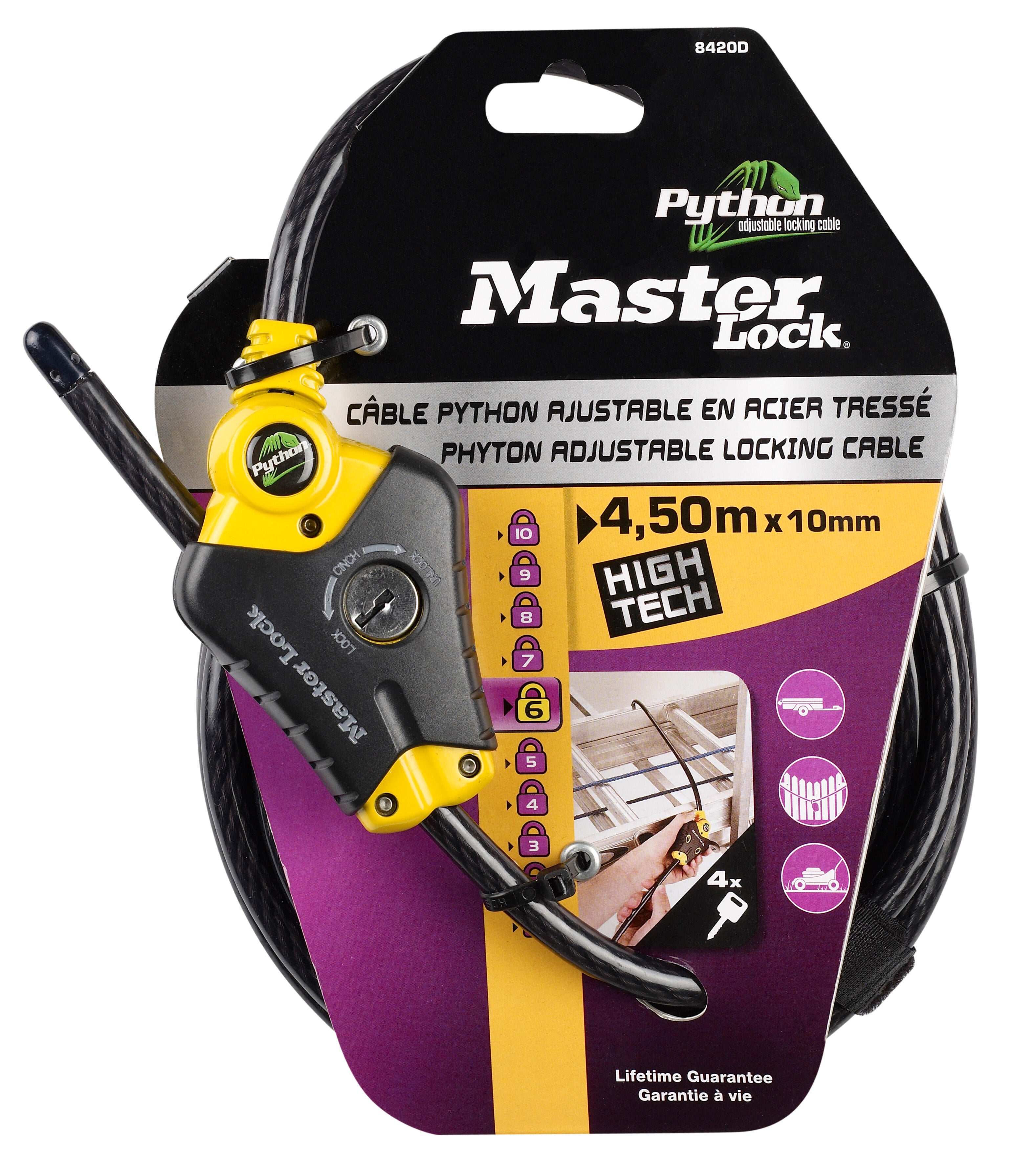 Câble antivol MASTER LOCK, L.4.5 m x Diam.10 mm - 2