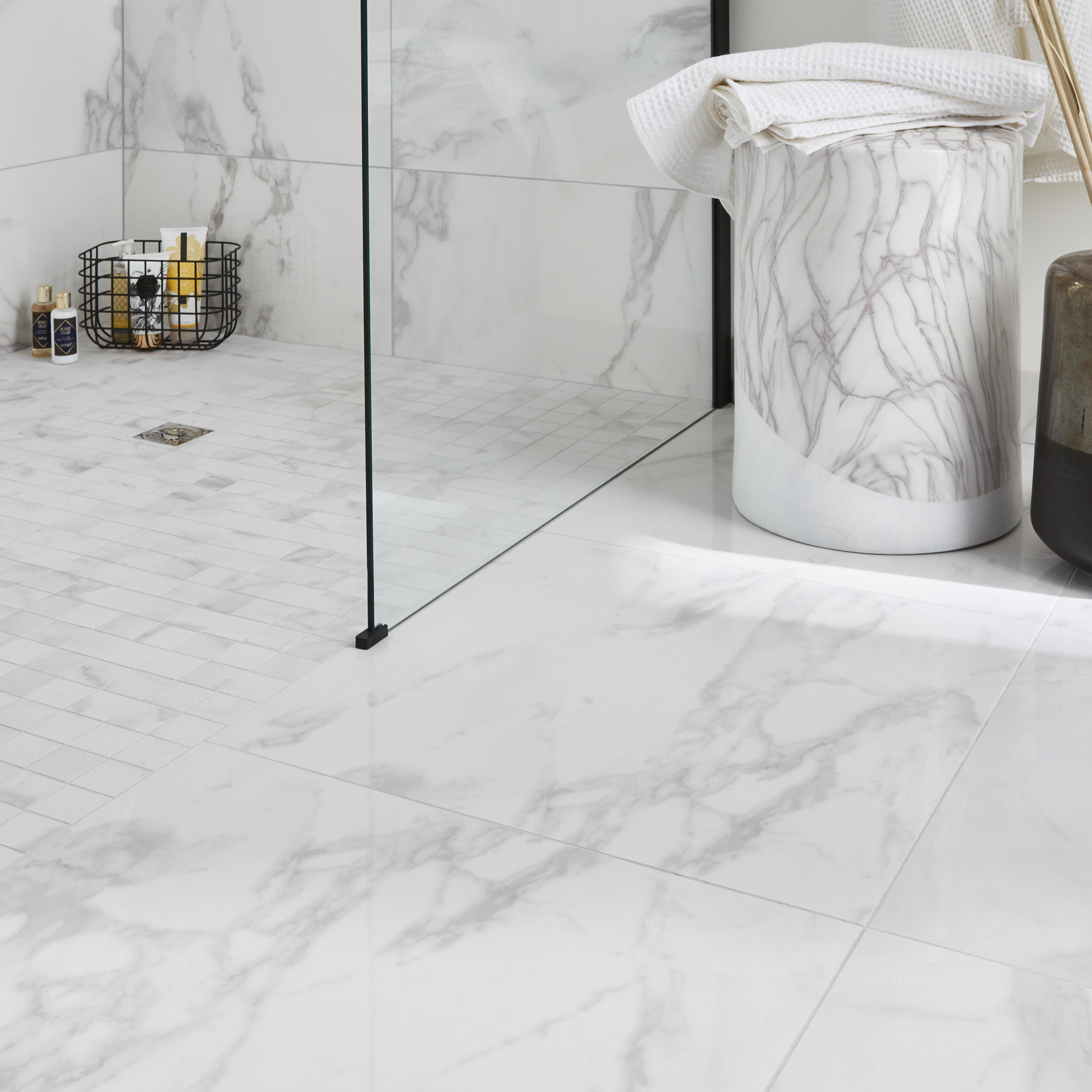 Carrelage sol intérieur / mur intérieur effet marbre blanc carrare Murano l.60 x - 2