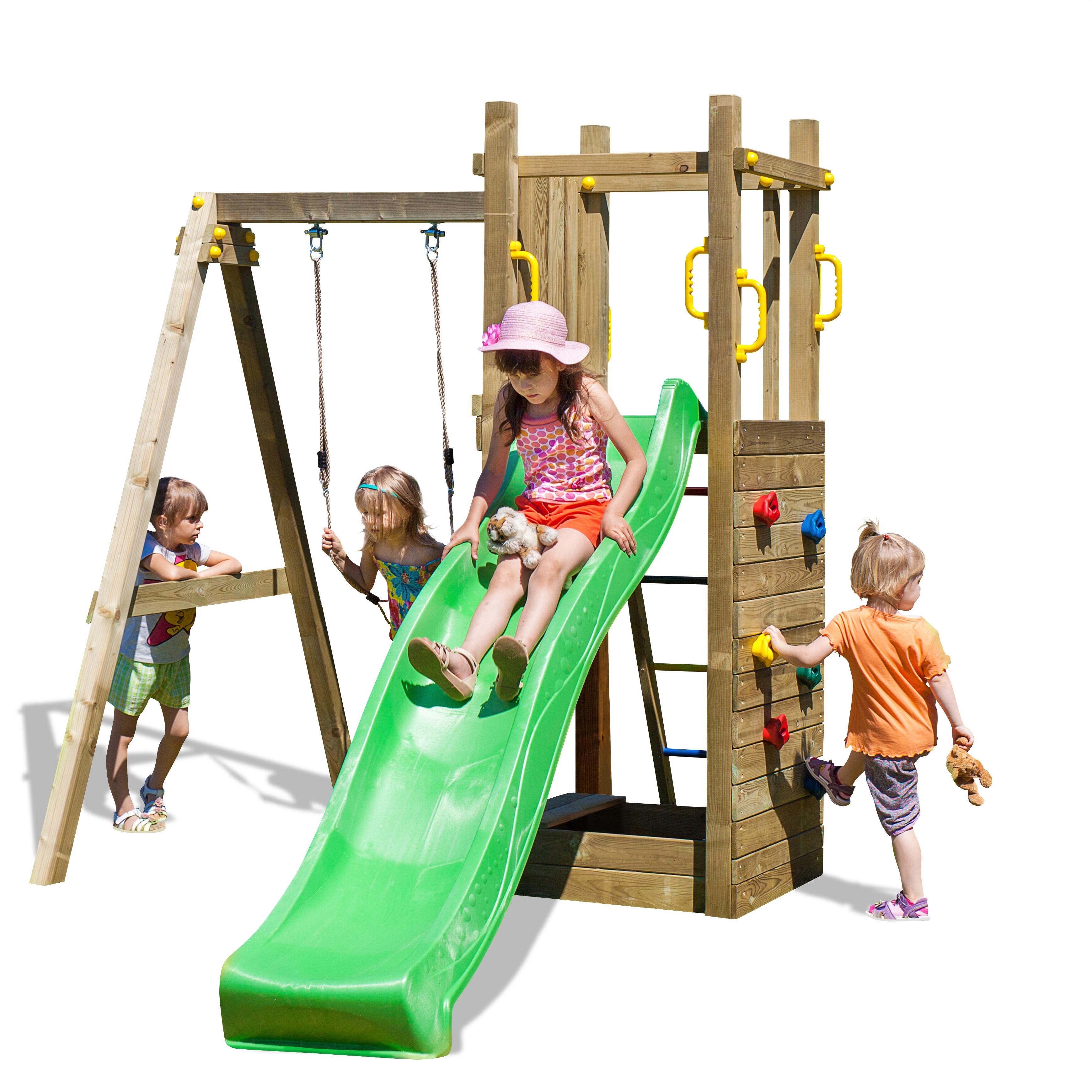 Aire de jeux Toboggan 220cm, Balançoire et Bac à Sable Fungoo FUNNY3 - 3
