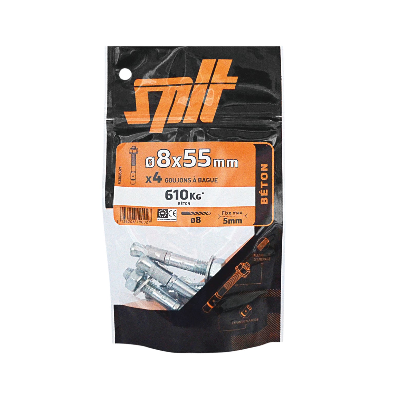 Kit chevilles et vis acier SPIT x 4 mm - 2