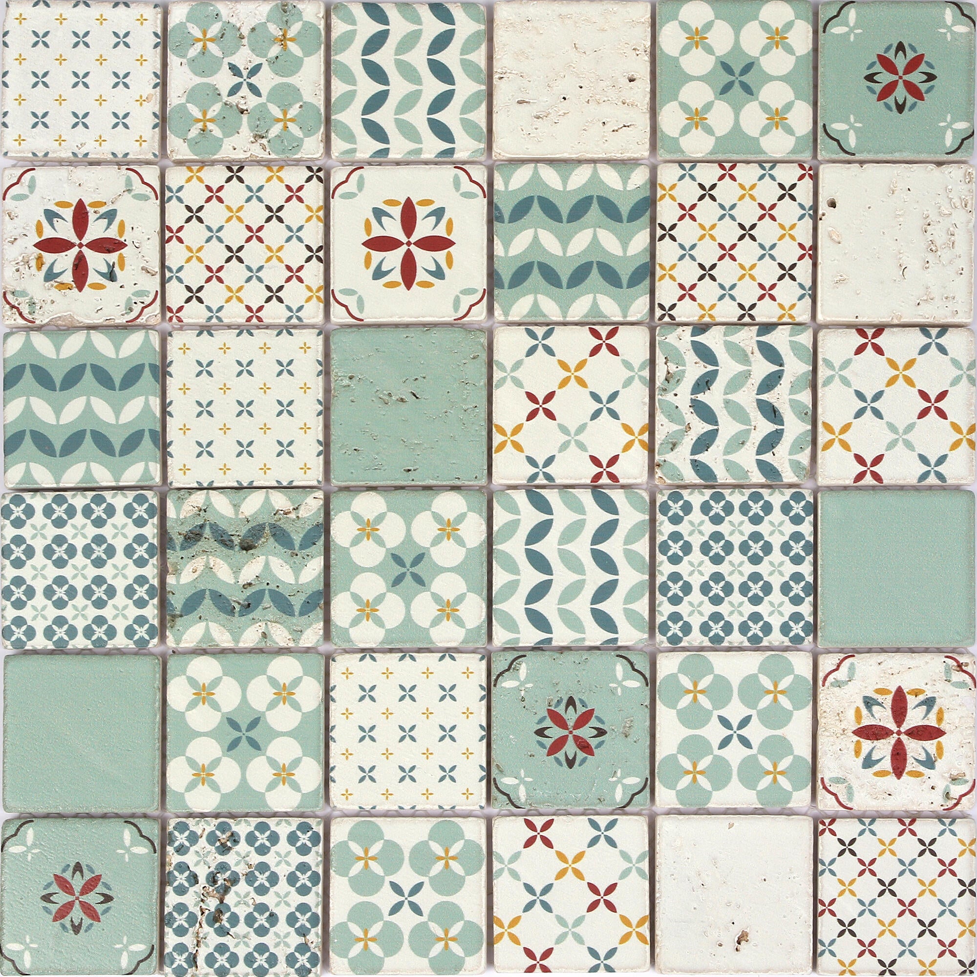 Mosaico in travertino Locarno multicolore opaco L 30 x L 30cm x Sp. 8 mm - 4