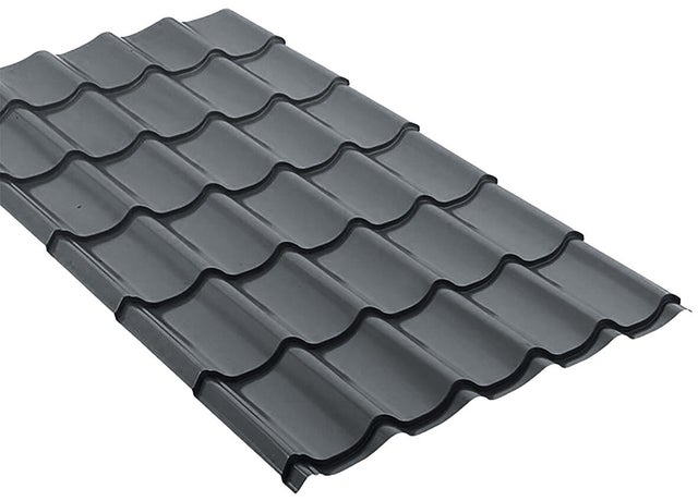 Plaque de toiture aspect tuile acier galvanisé gris l.1.04 x L.1.95 m, SEDPA