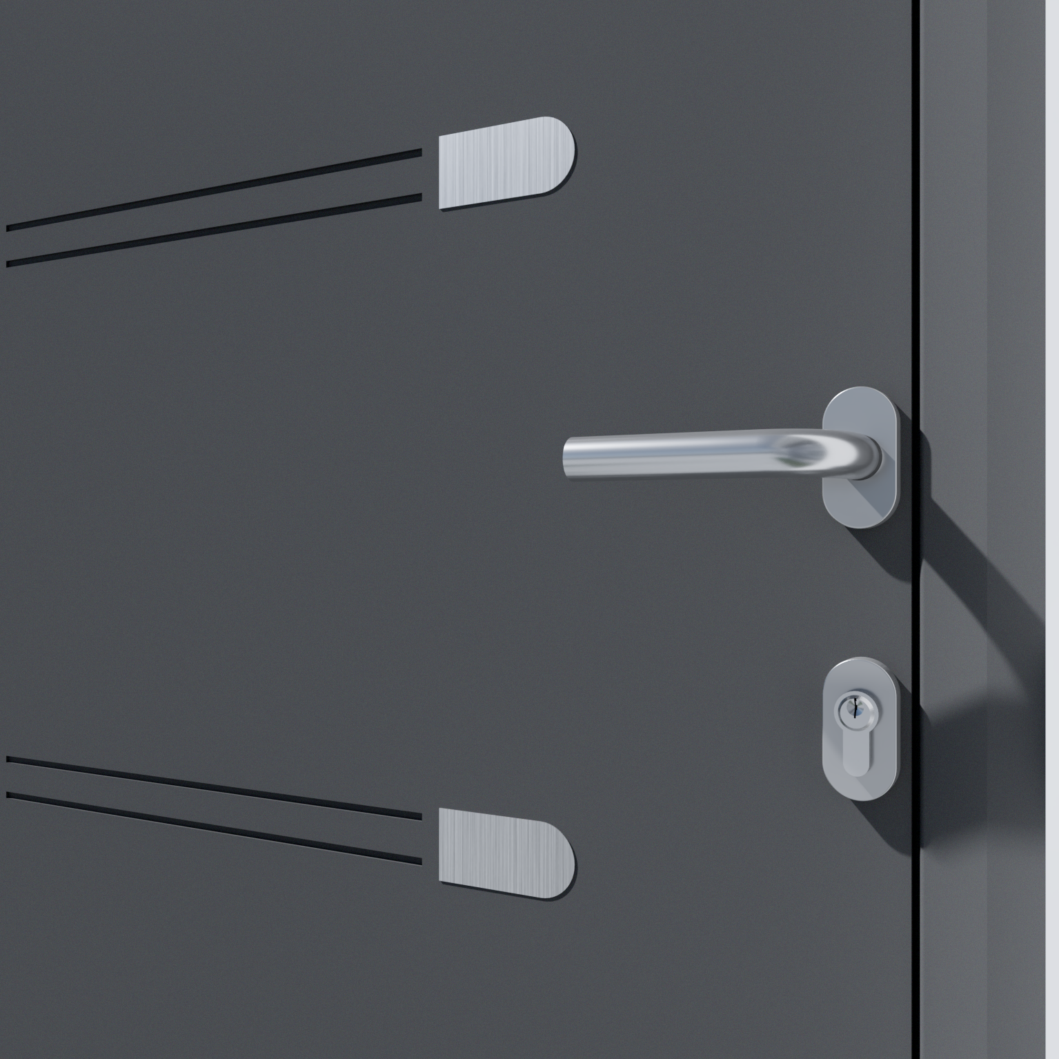 Porte d'entrée Alu Gota Essentiel H.215 x l.90 cm pleine gris anthr., p. gauche - 7