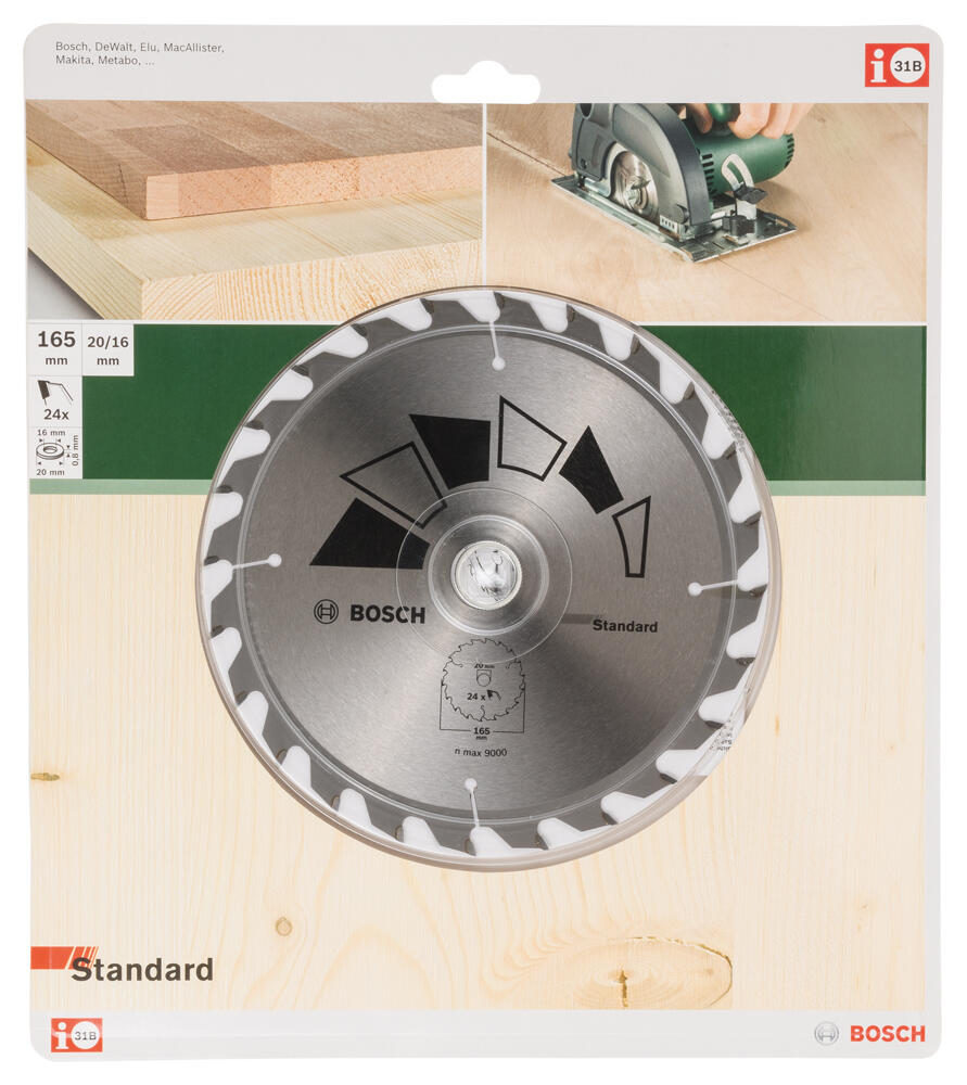Lame de scie circulaire BOSCH Standard 165 x 20 x 2,2 mm 24 dents - 2
