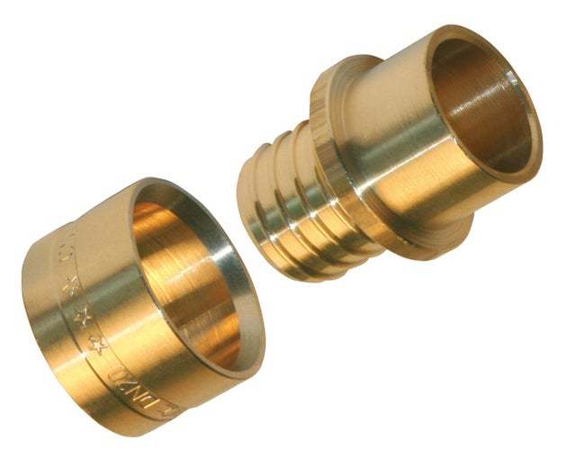 Raccord droit PER cuivre à glissement laiton D.14 pour tube en per
