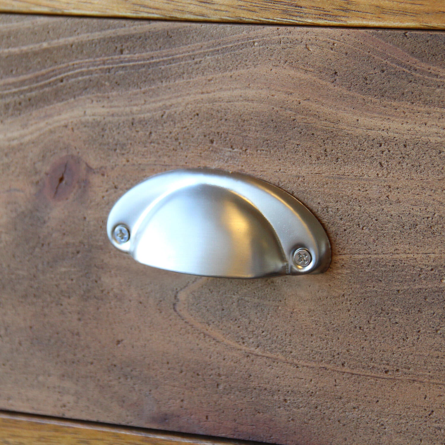 Poignée de meuble Coquille, acier gris nickelé, entraxe 64 mm - 2