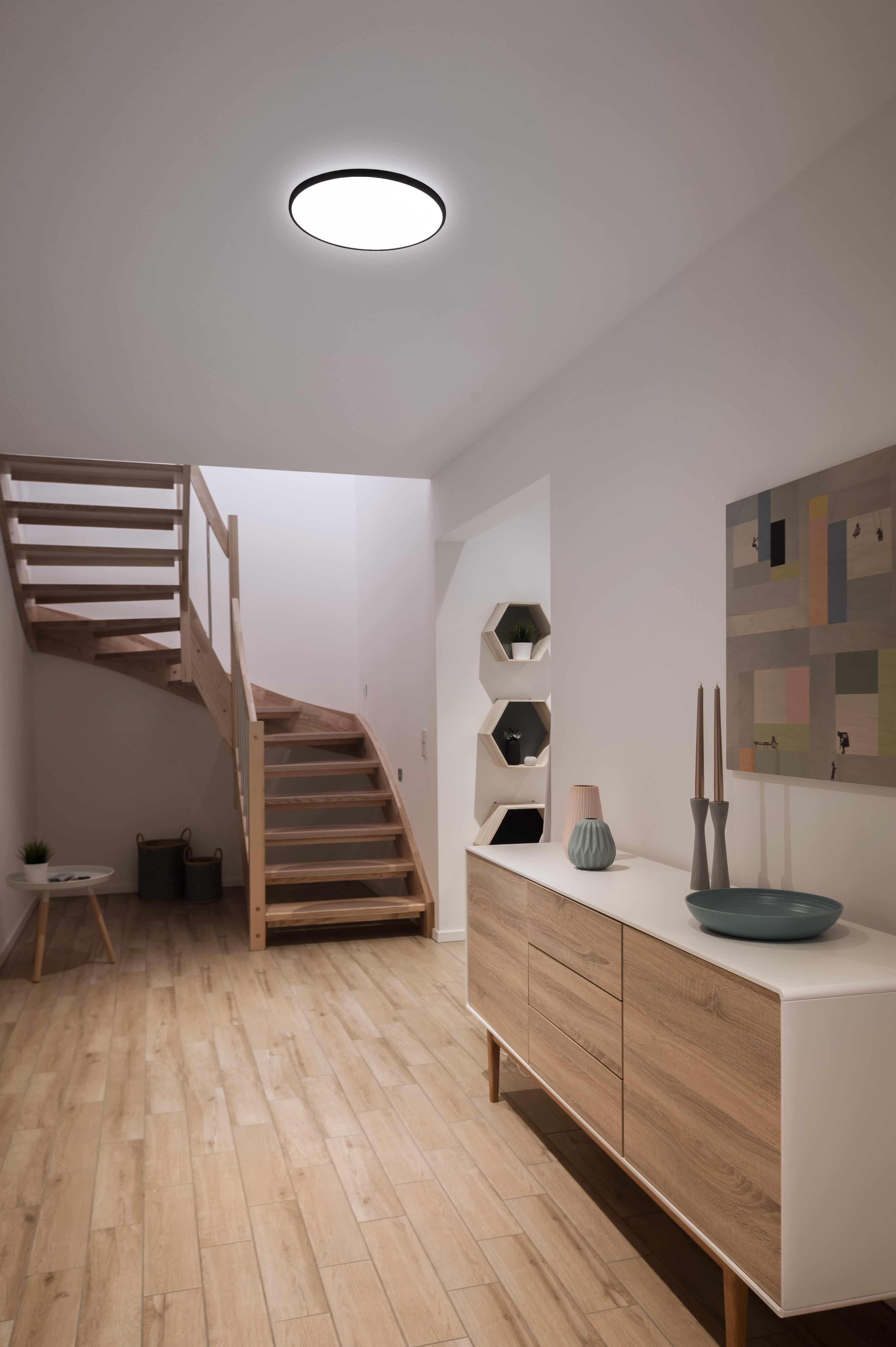 Panneau LED diam 40 cm, 22 W, éclairage indirect, blanc chaud à neutre, noir - 5