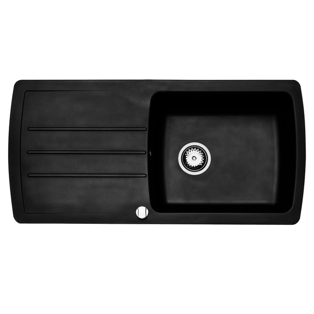 Evier en résine 1 bac 50 x 103 cm vidage inclus Zen noir