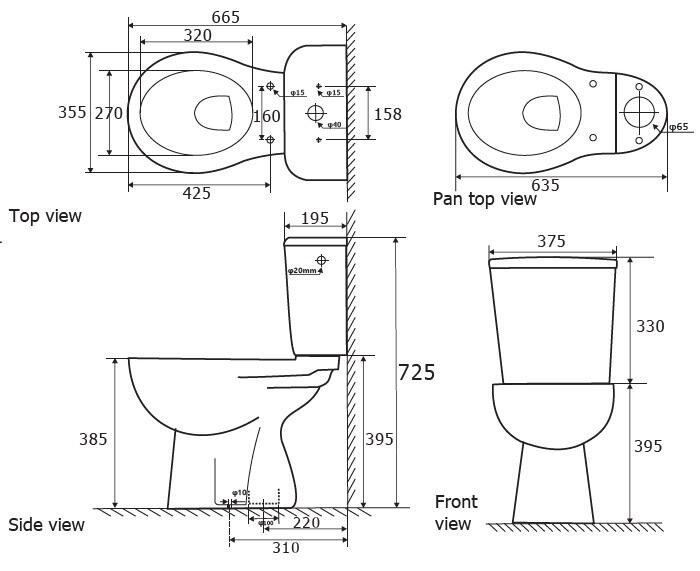 Pack WC à poser sortie horizontal, bride fermée Nerea - 2