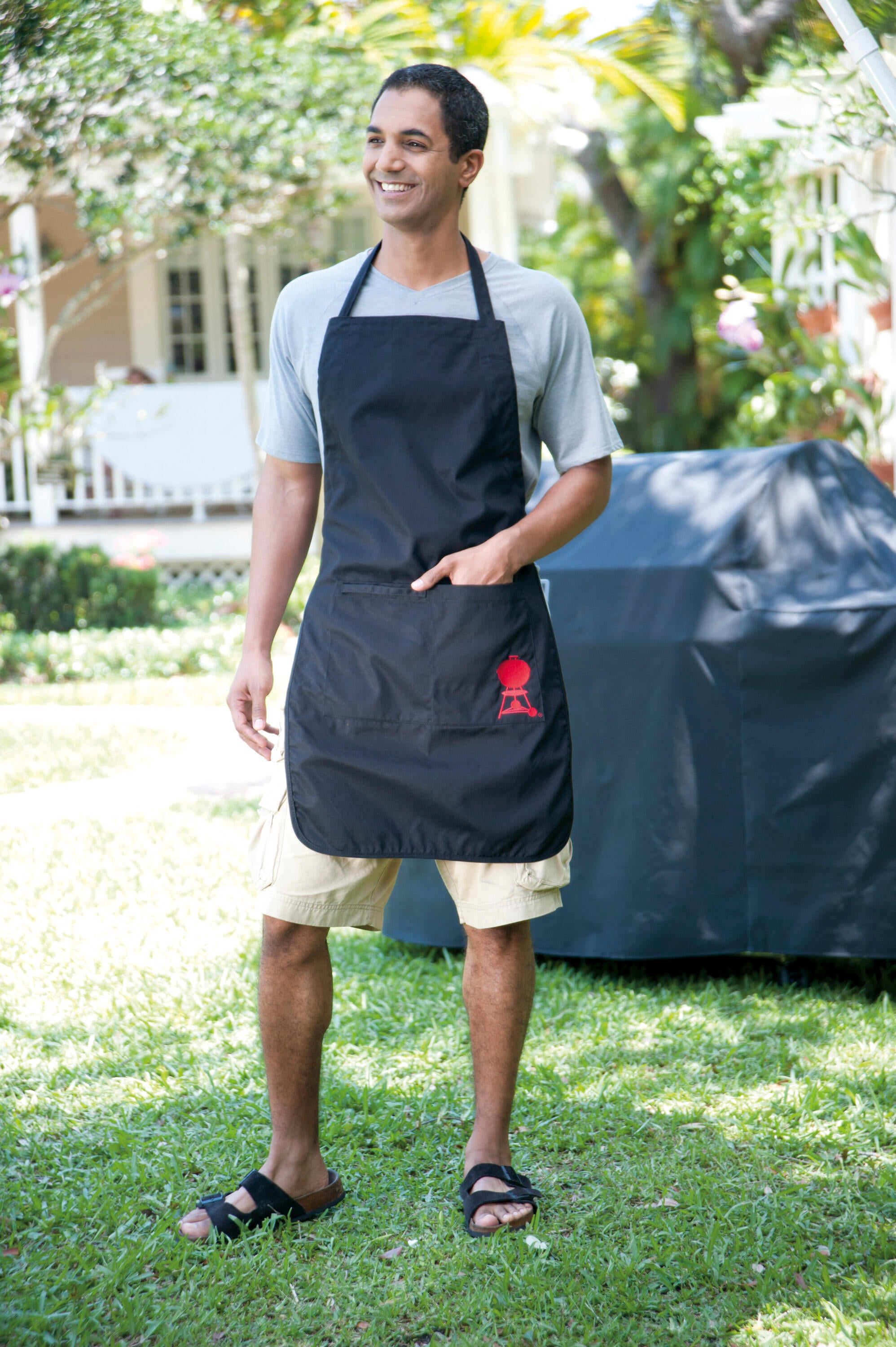 Tablier de protection en coton noir ajustable WEBER, H.152 x L.118 cm - 5