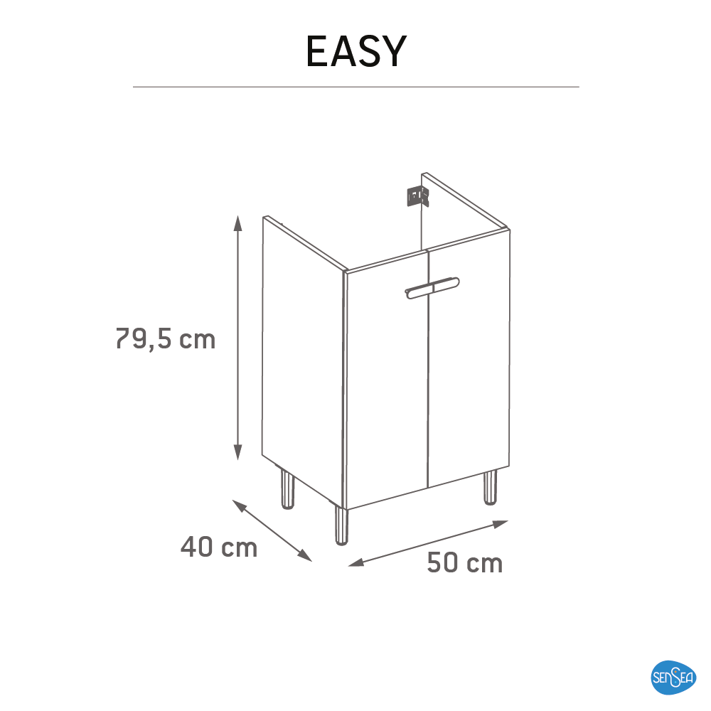 Móvel de casa de banho 50x40x70 cm 2 portas Sensea Easy - 8