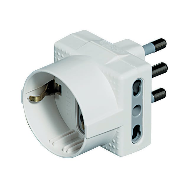 Adattatore multiplo BTICINO, 3 prese:2 10/16 A 1 schuko, con spina 16 A, bianco