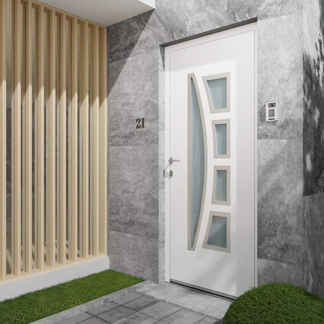Porte d'entrée Alu Riwa Essentiel H.215 x l.90 cm vitrée blanc, poussant droit