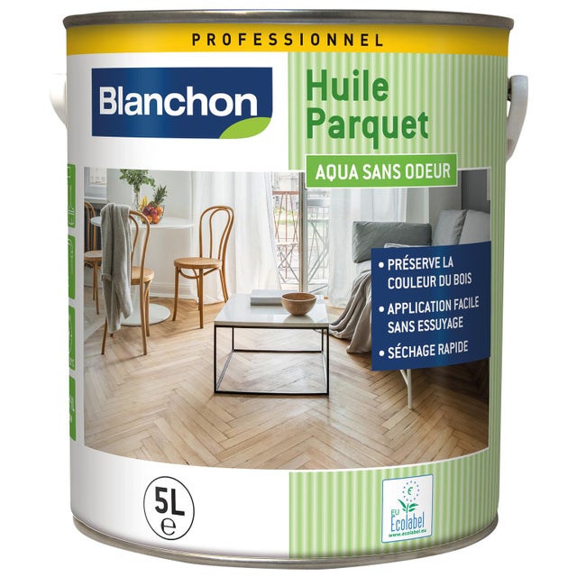 Huile parquet Professionnelle aqua BLANCHON bois brut ultra mat 5 l