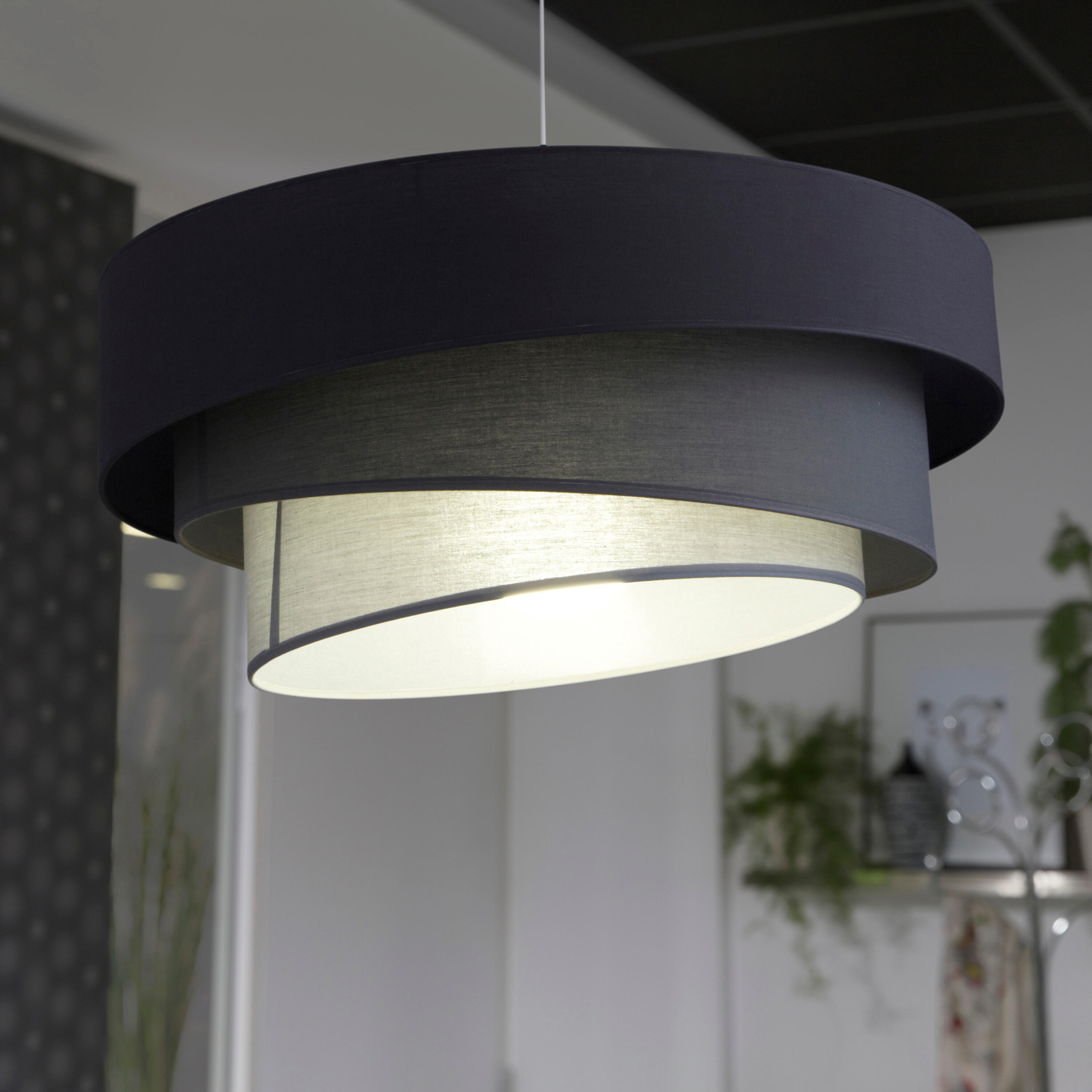 Suspension 1x e27 coton gris zingué n°1 METROPOLIGHT Ionos D.58 cm - 2