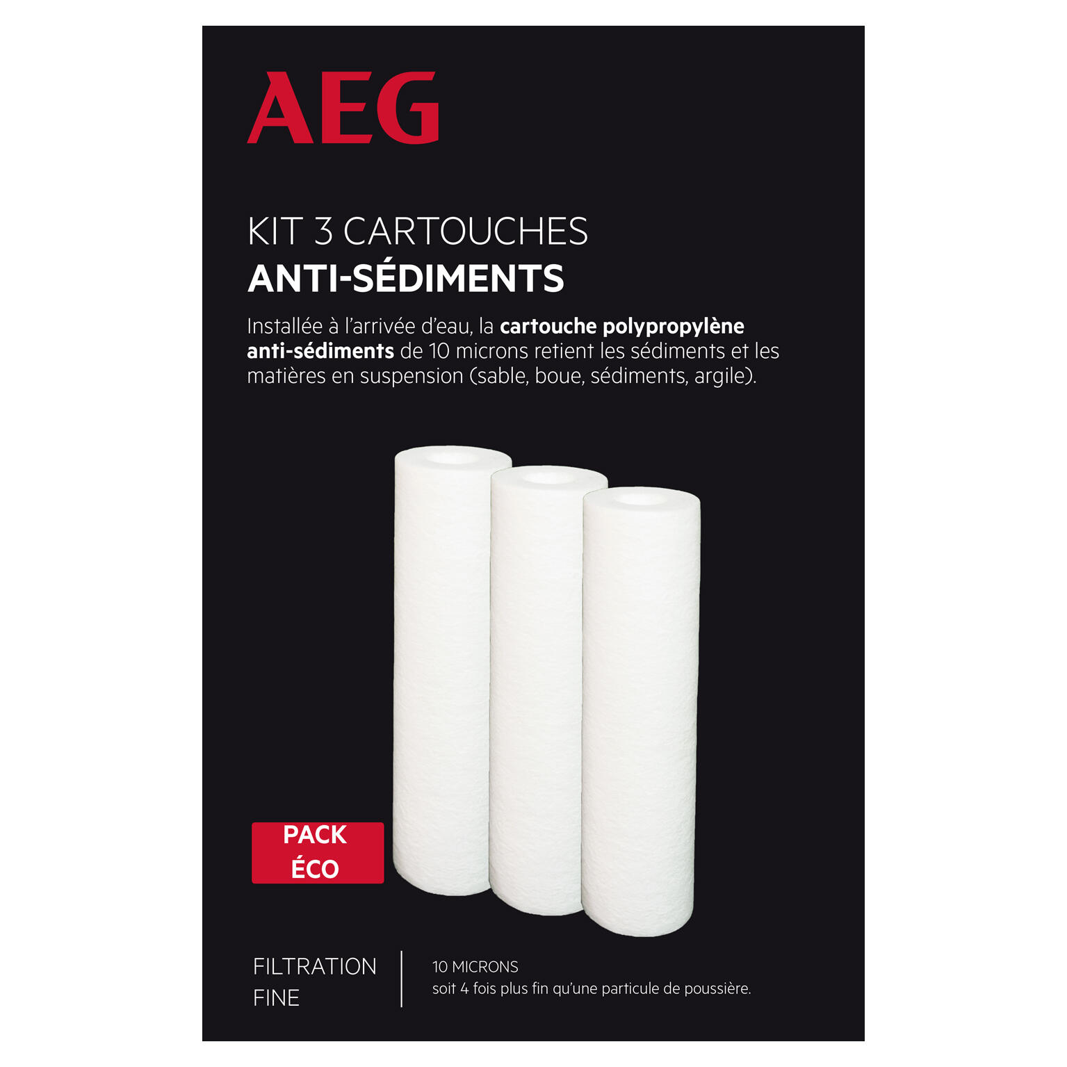 Lot de 3 cartouches filtration anti-sédiments 10 AEG - 2