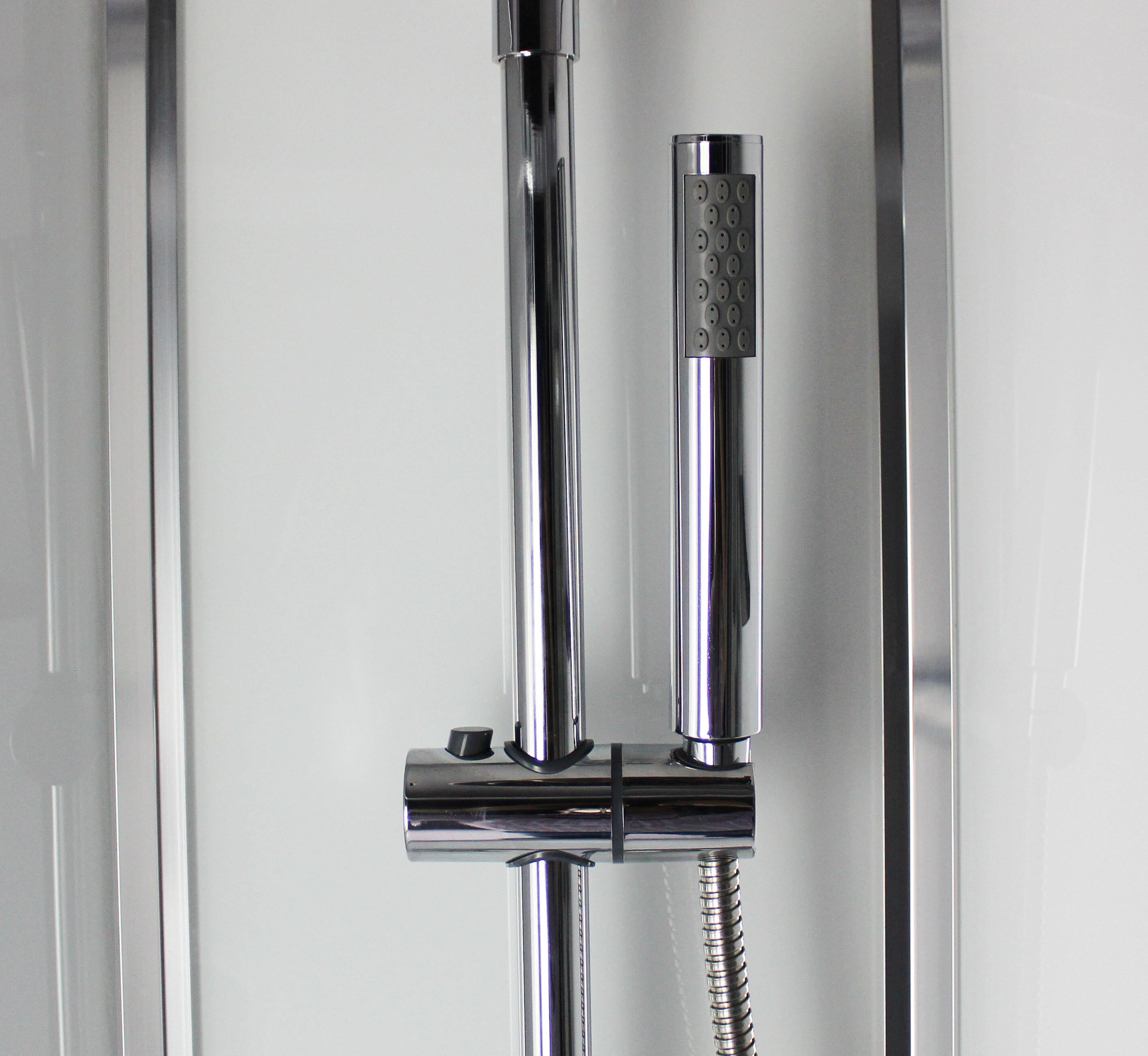 Cabine de douche ¼ de cercle, 90x90cm, noire, verre transparent 5mm, LYS - 4