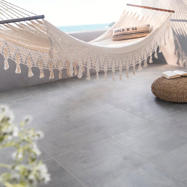 Carrelage sol extérieur effet béton gris Bristol l.45 x L.45 cm