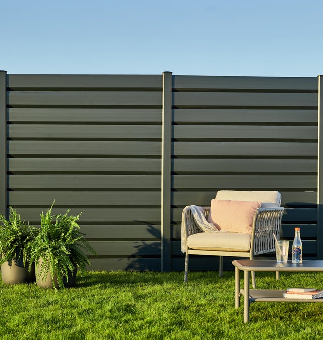 Kit clôture pvc CLEA persiennée  H.1.8M x L.1.5M pose platine gris anthracite