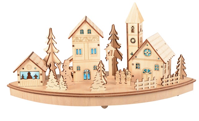Ancien Village De Noël En Bois - Bâtiments Avec Toits Amovibles