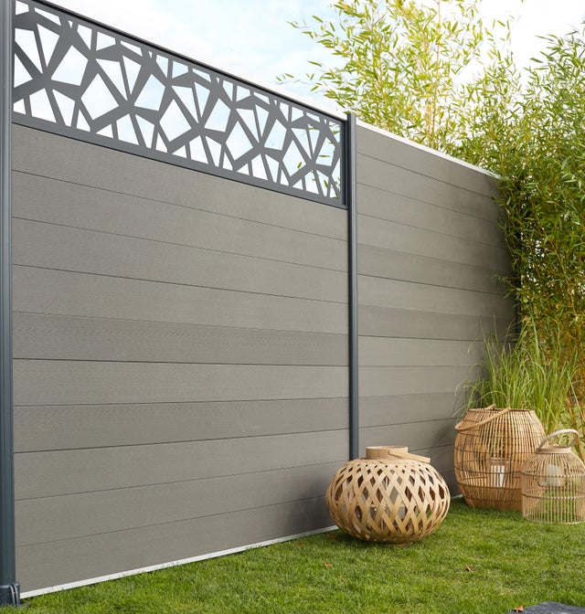 Décor alu à emboîter Kyoto V2 polygo anthracite, L.176 x H.42.8 cm x Ep.2.1 mm
